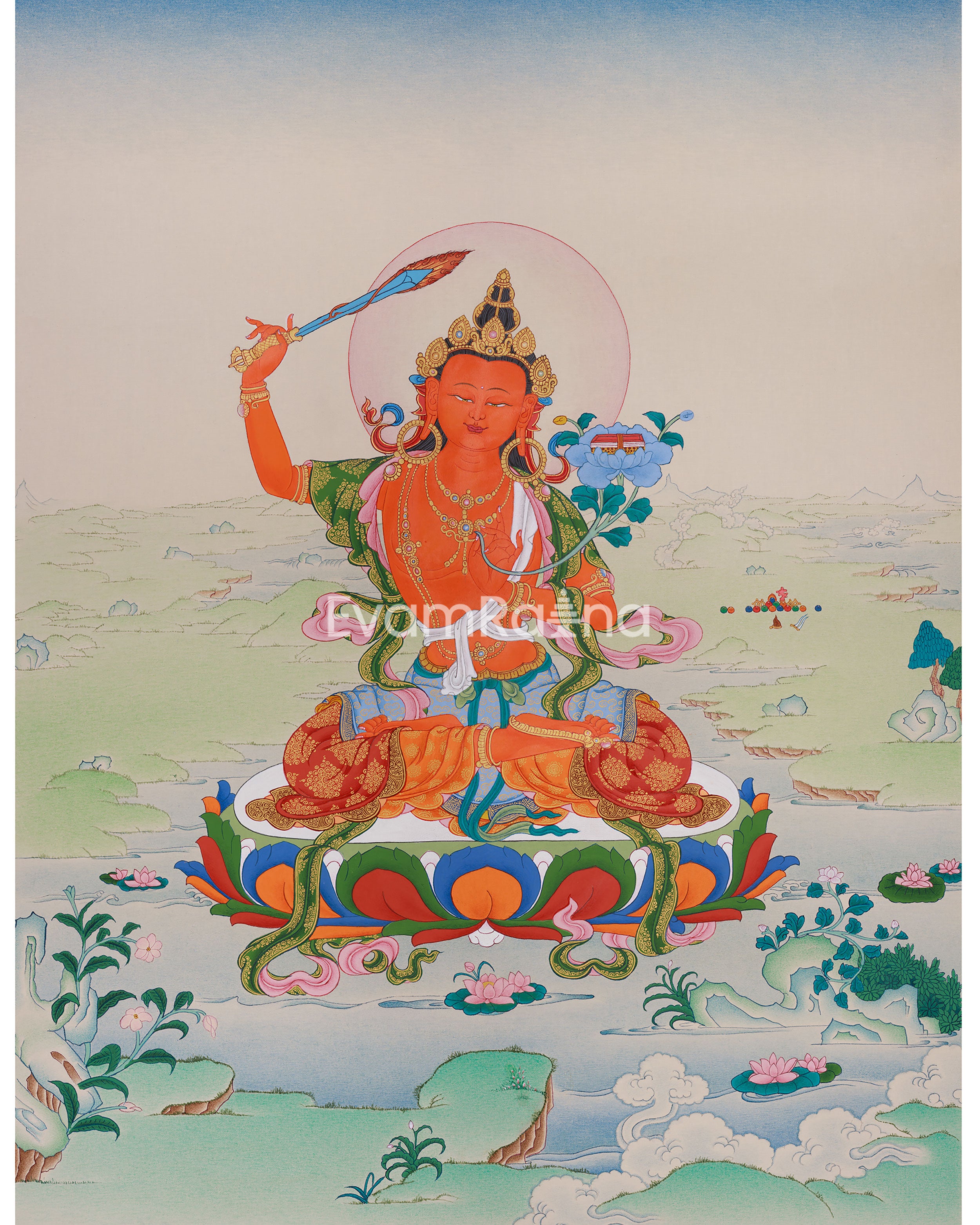 Traditional Thangka Of Manjushri