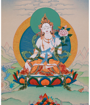 Thangka of Long Life Goddess White Tara