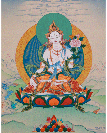 Thangka of Long Life Goddess White Tara