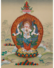 White Mahakala with Vajradharma Thangka | Representing Guardian Deities