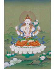 Traditional Four-Armed Avalokiteshvara Thangka