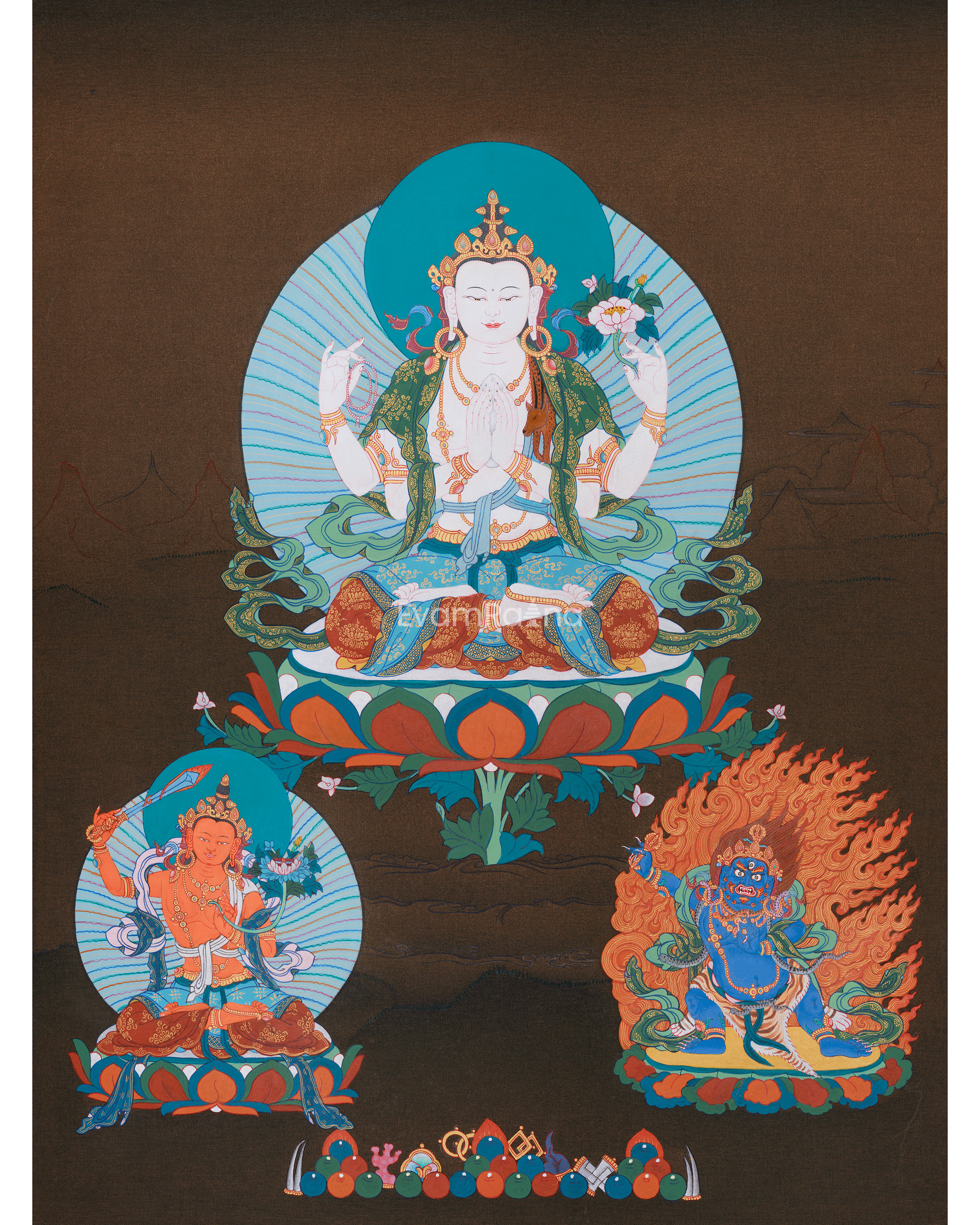 Three Bodhisattvas Thangka 