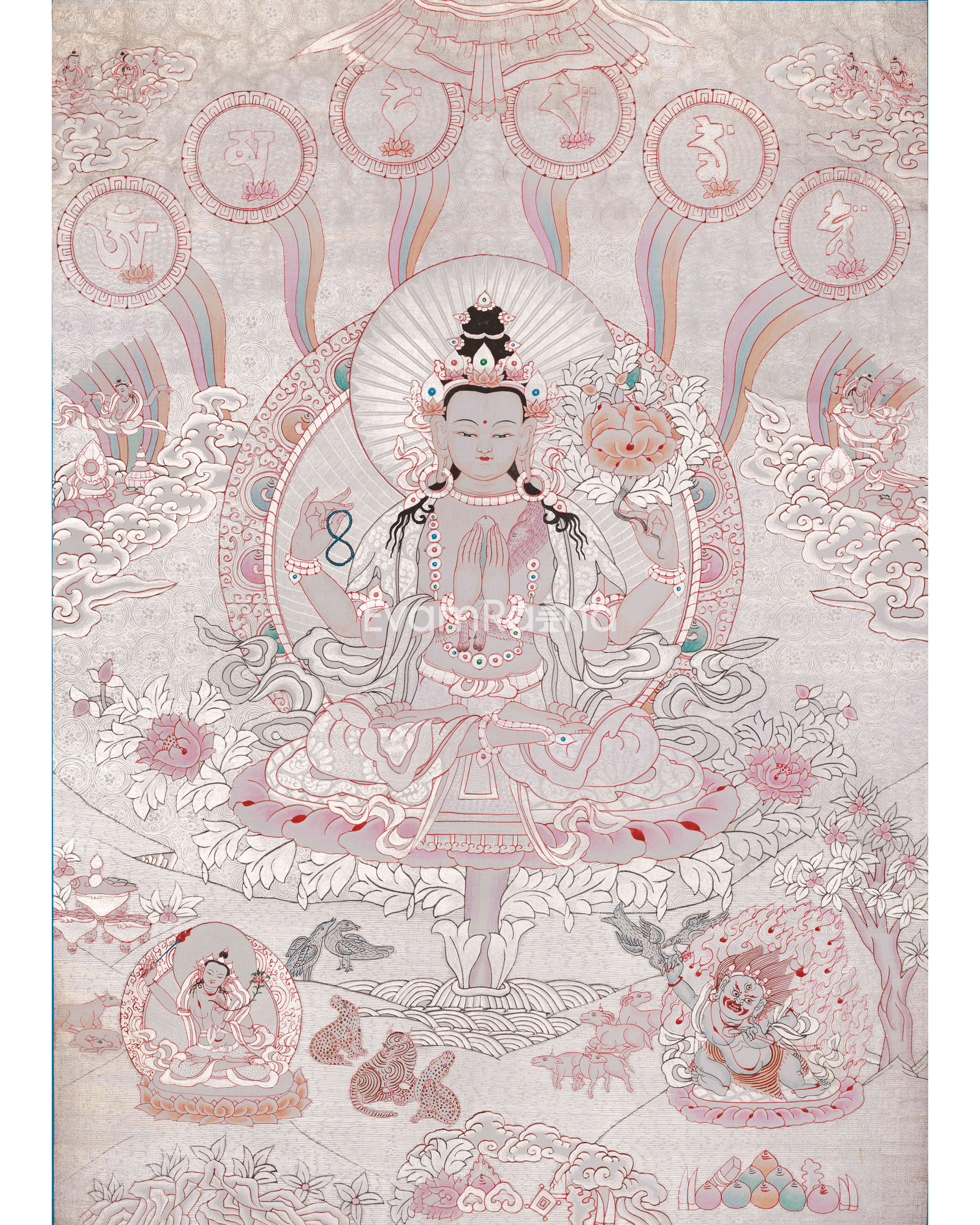 Spiritual Four-Armed Chenrezig Thangka