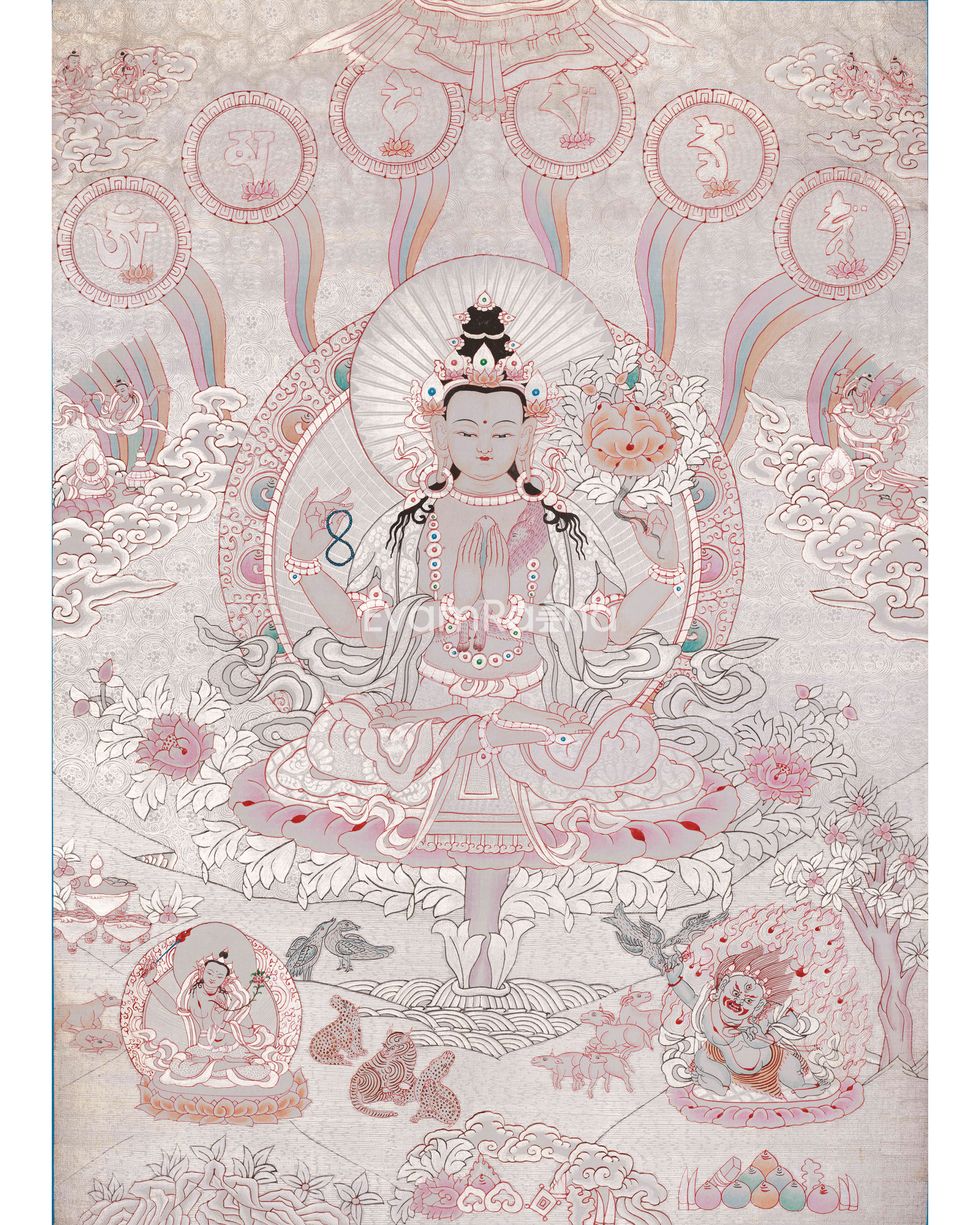 Spiritual Four-Armed Chenrezig Thangka