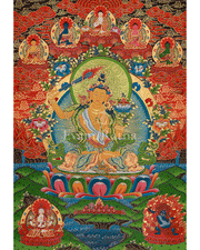 Himalayan Art of Manjushri | Sacred Thangka of Wisdom and Enlightened Clarity