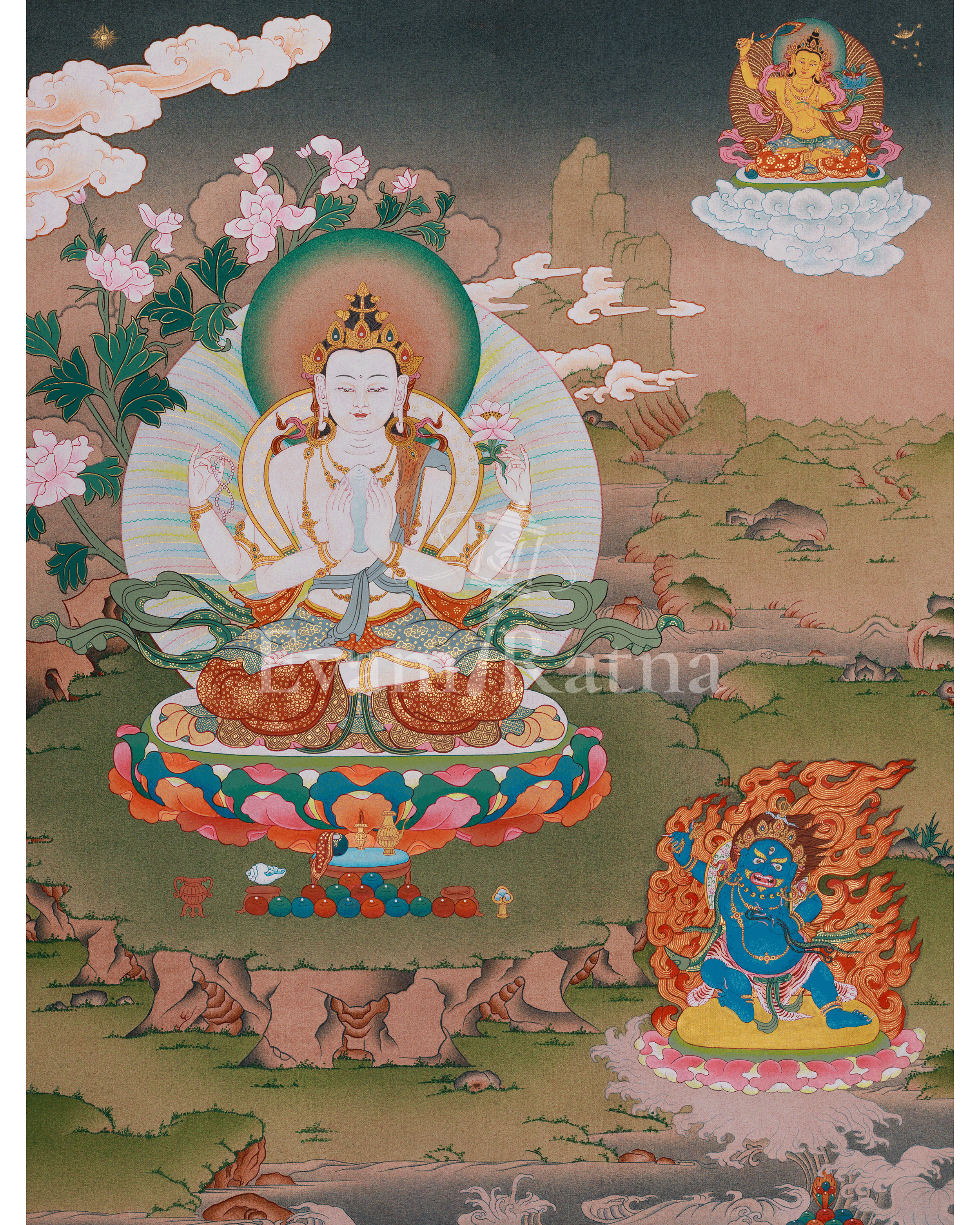 Four Armed Chenrezig Tibetan Artwork