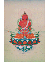 Original Thangka of Amitayus, Buddha of Infinite Light 