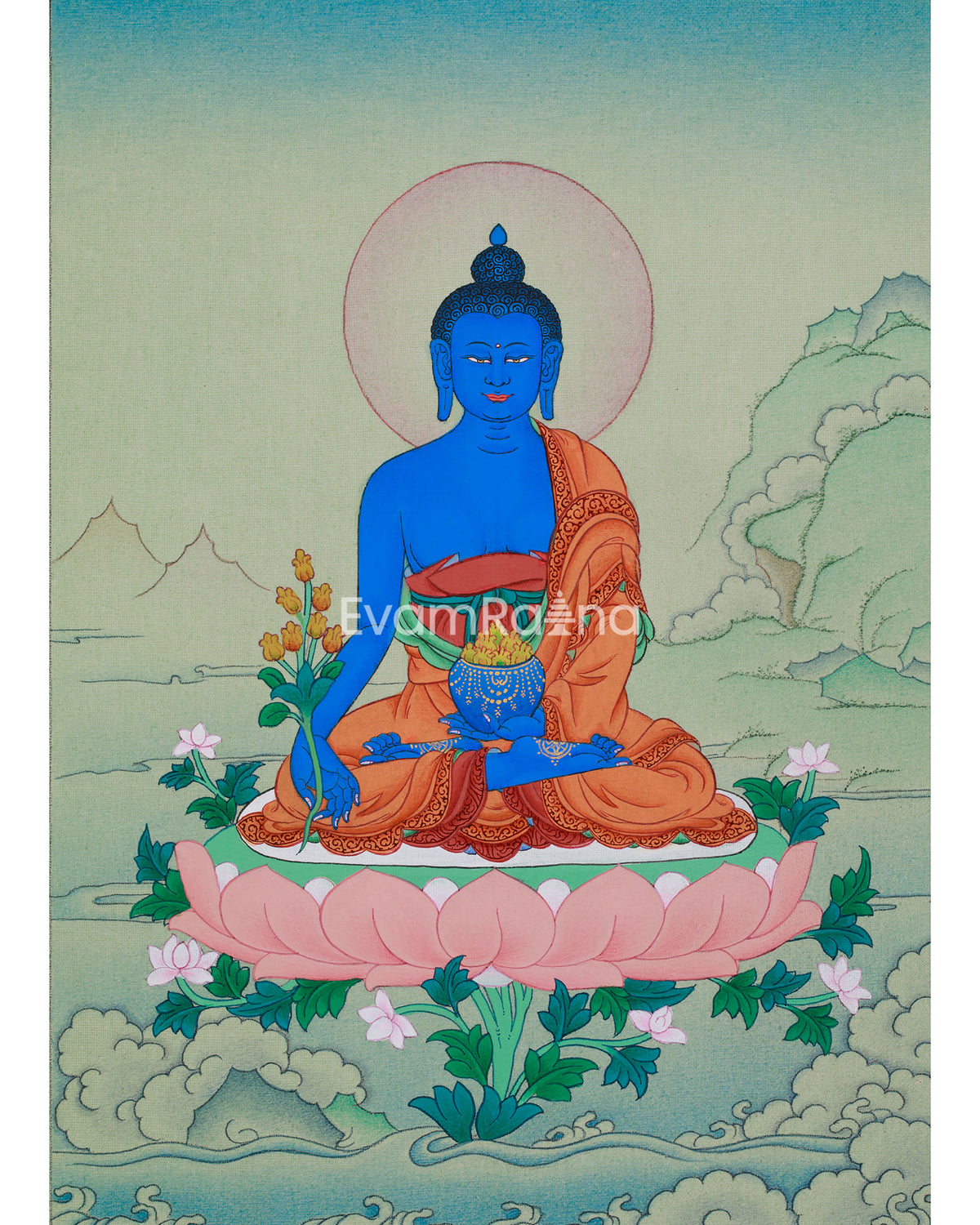 Sacred Thangka of Medicine Buddha