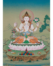 Chenrezig Sacred Art | Avalokiteshvara Thangka | Compassionate Deity