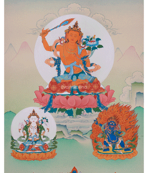 Manjushri with Chenrezig and Vajrapani