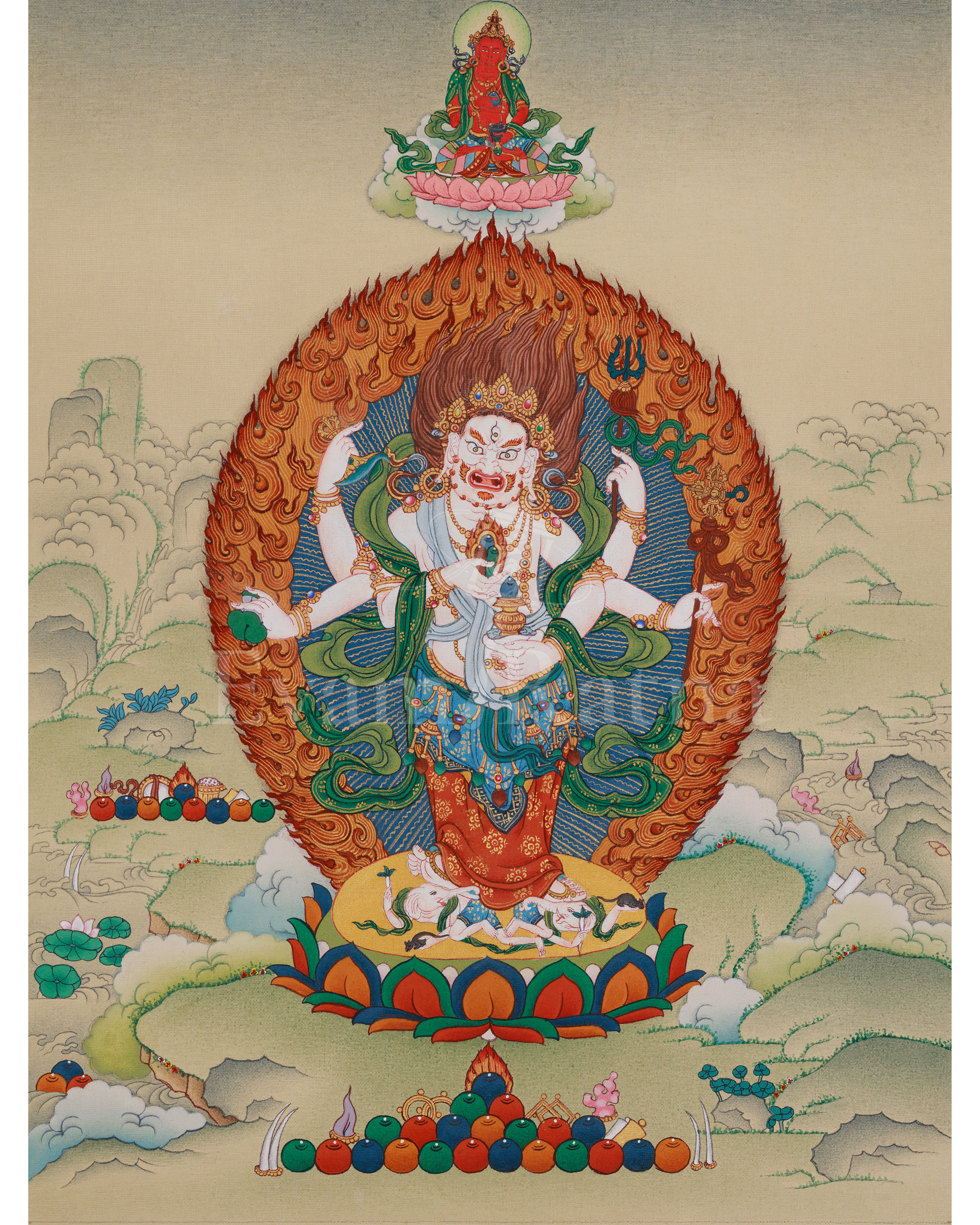 Protector Deity White Mahakala Thangka | Vajradharma Artwork
