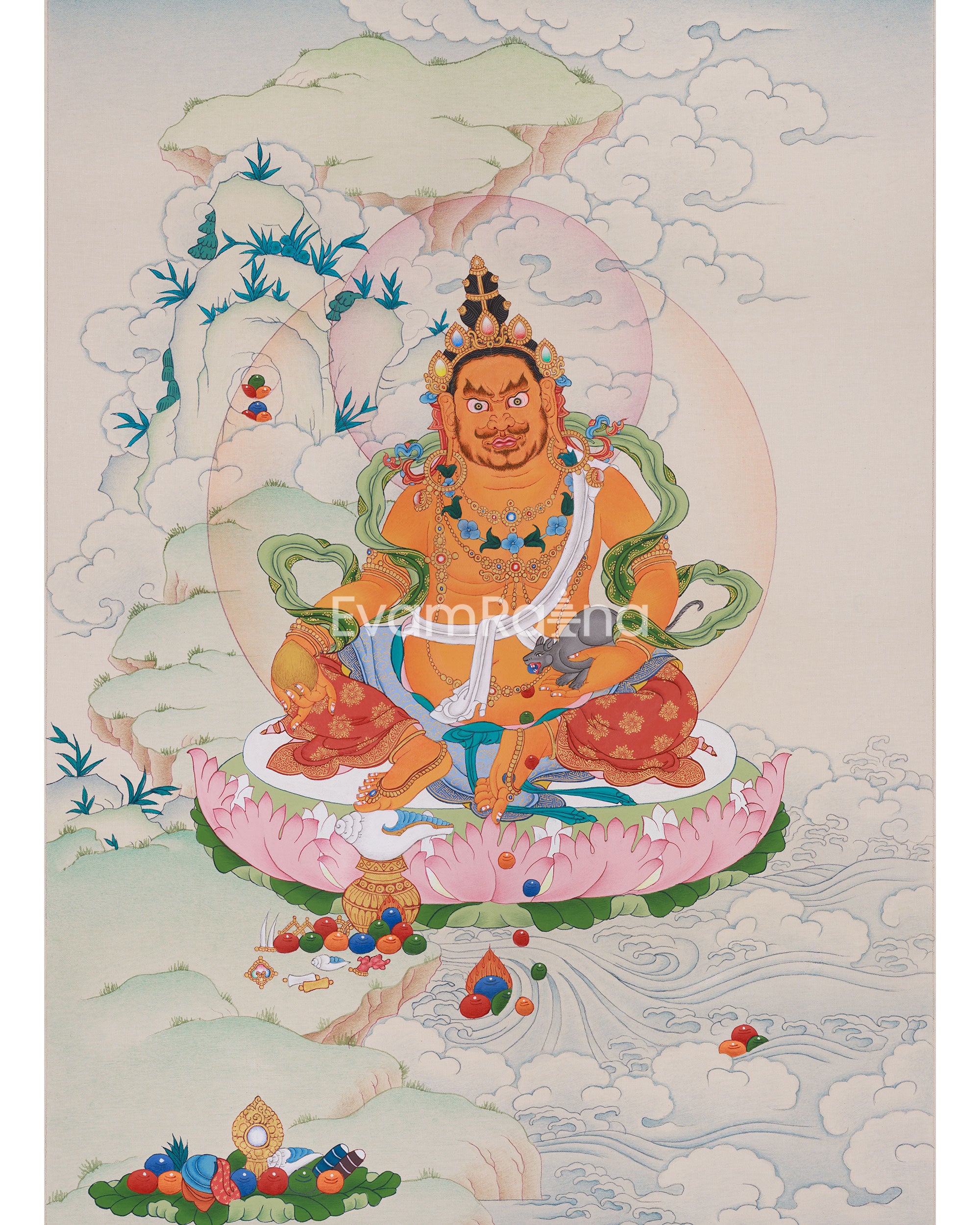 Hand-painted Dzambhala Thangka