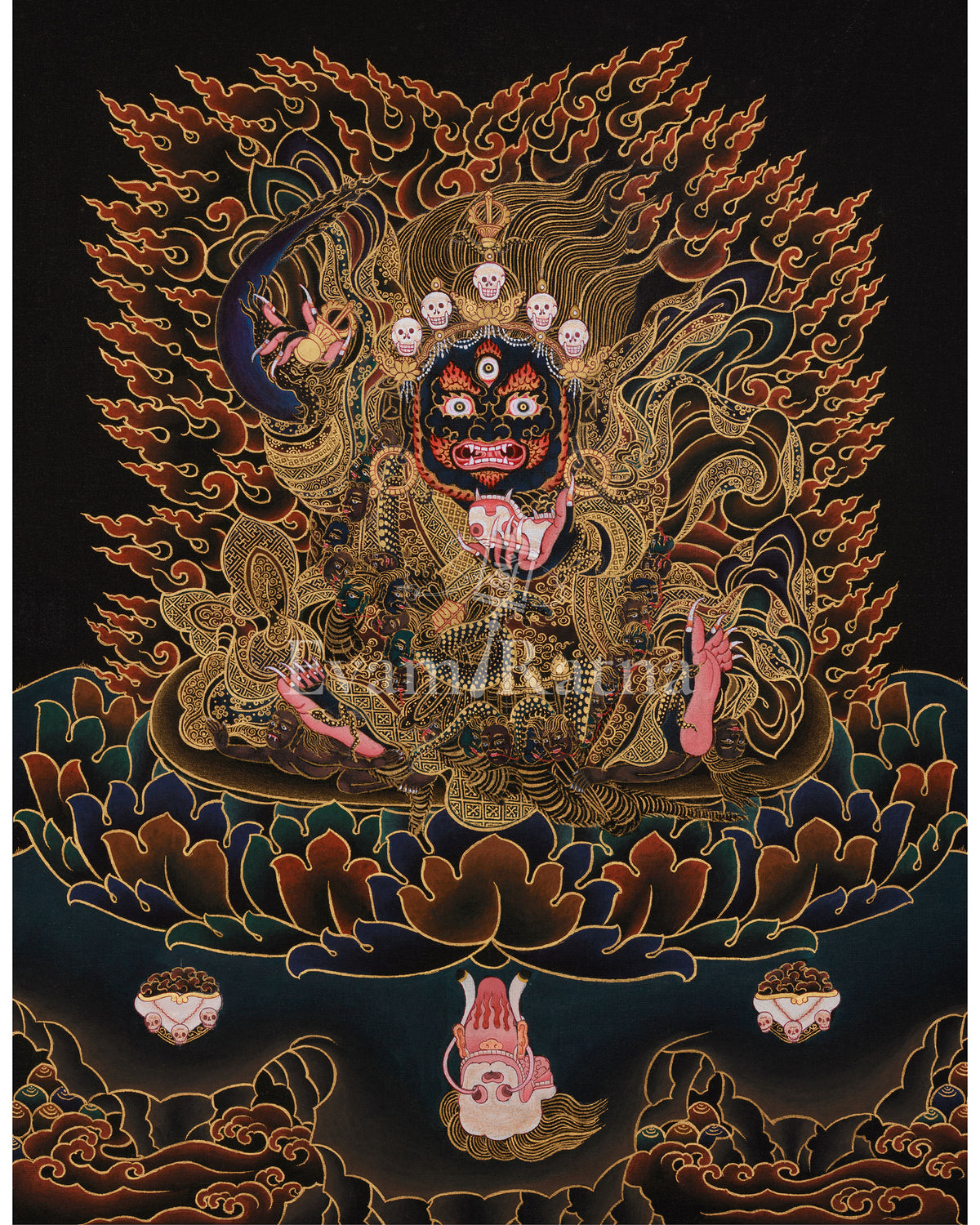 Thangka of Fierce Mahakala Bernagchen | Wrathful Protector Deity