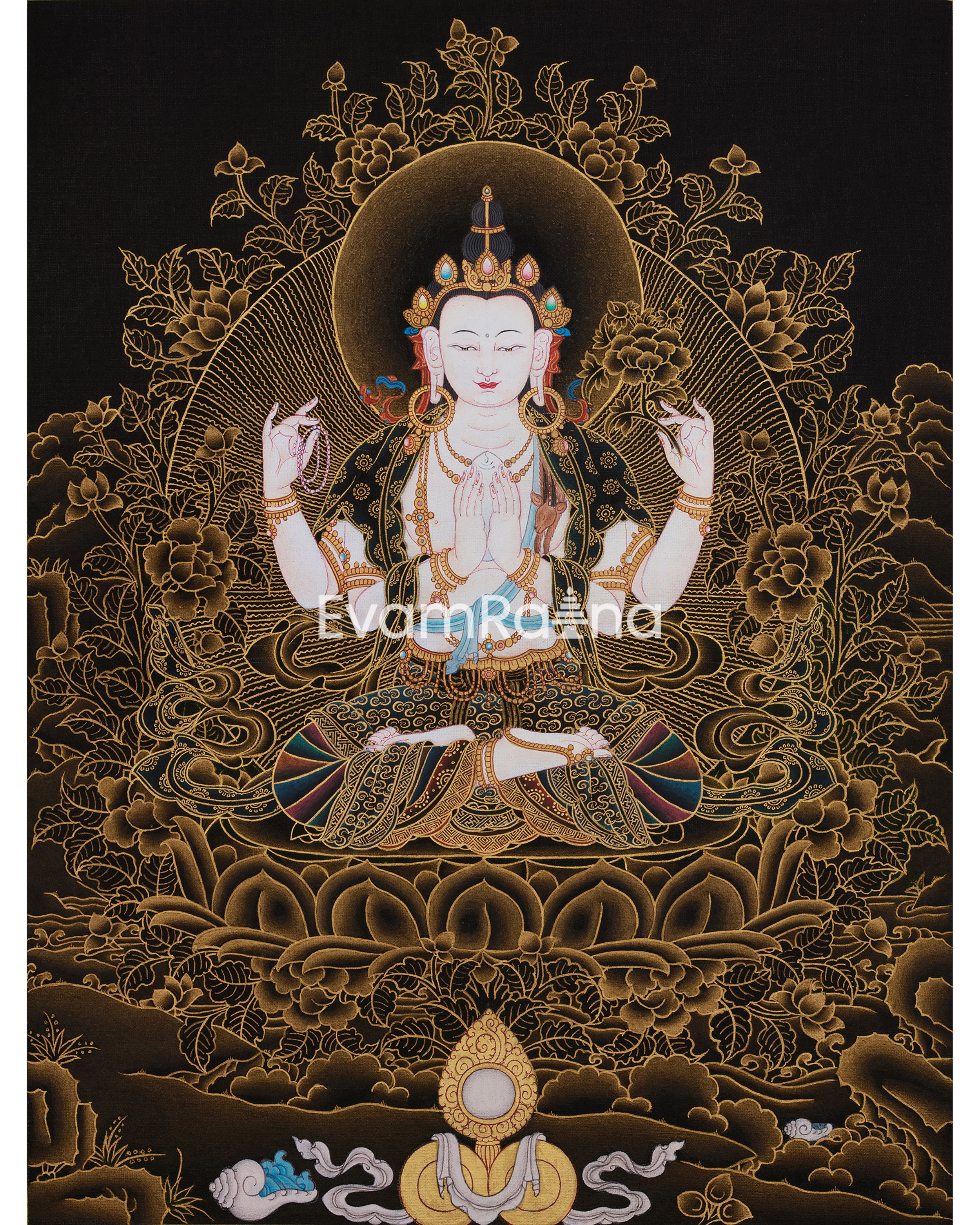 Sacred Thangka Of Chenrezig