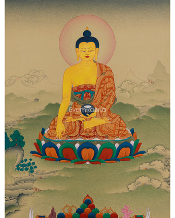 Hand-Painted Thangka Of Shakyamuni Buddha
