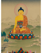 Hand-Painted Thangka Of Shakyamuni Buddha