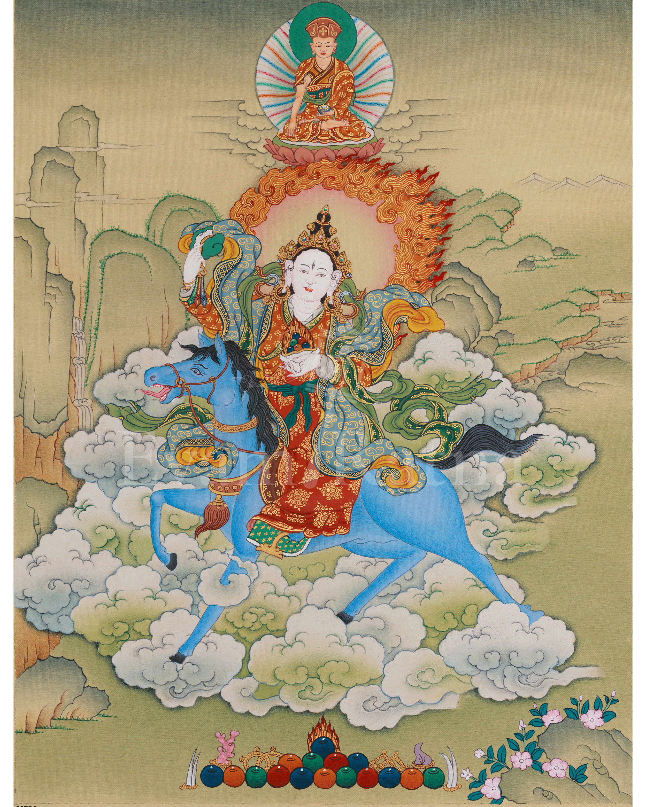 Achi Choki Drolma with Jigten Sumgon Thangka | Wisdom and Compassion Deity