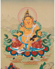 Original Hand-Painted Dzambhala Thangka, Guardian of Prosperity | For Abundance