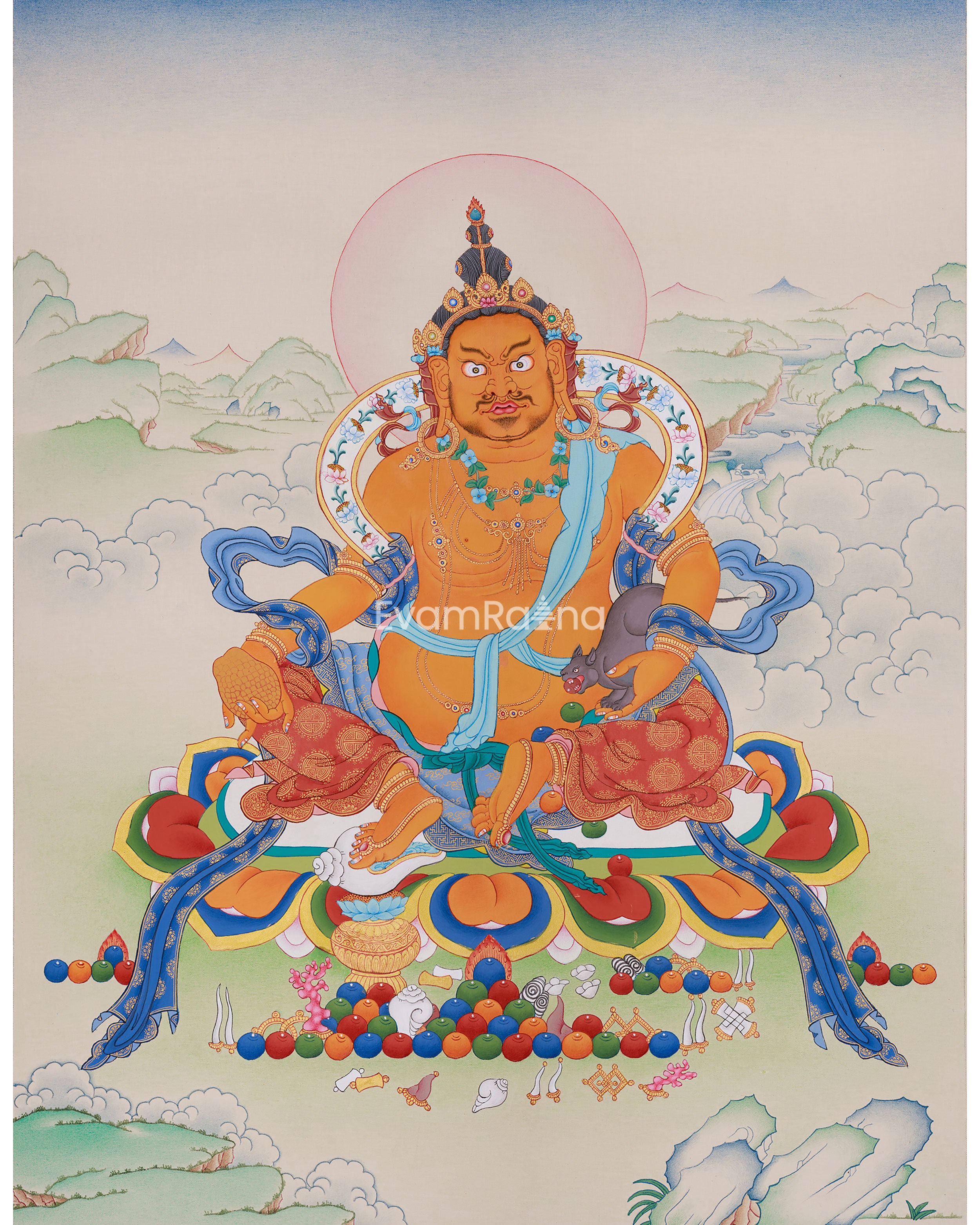 Traditional Yellow Dzambhala Thangka
