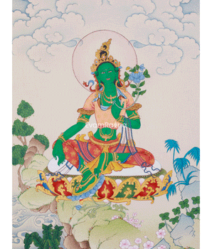 Hand-Painted Buddhist Goddess Green Tara Painting