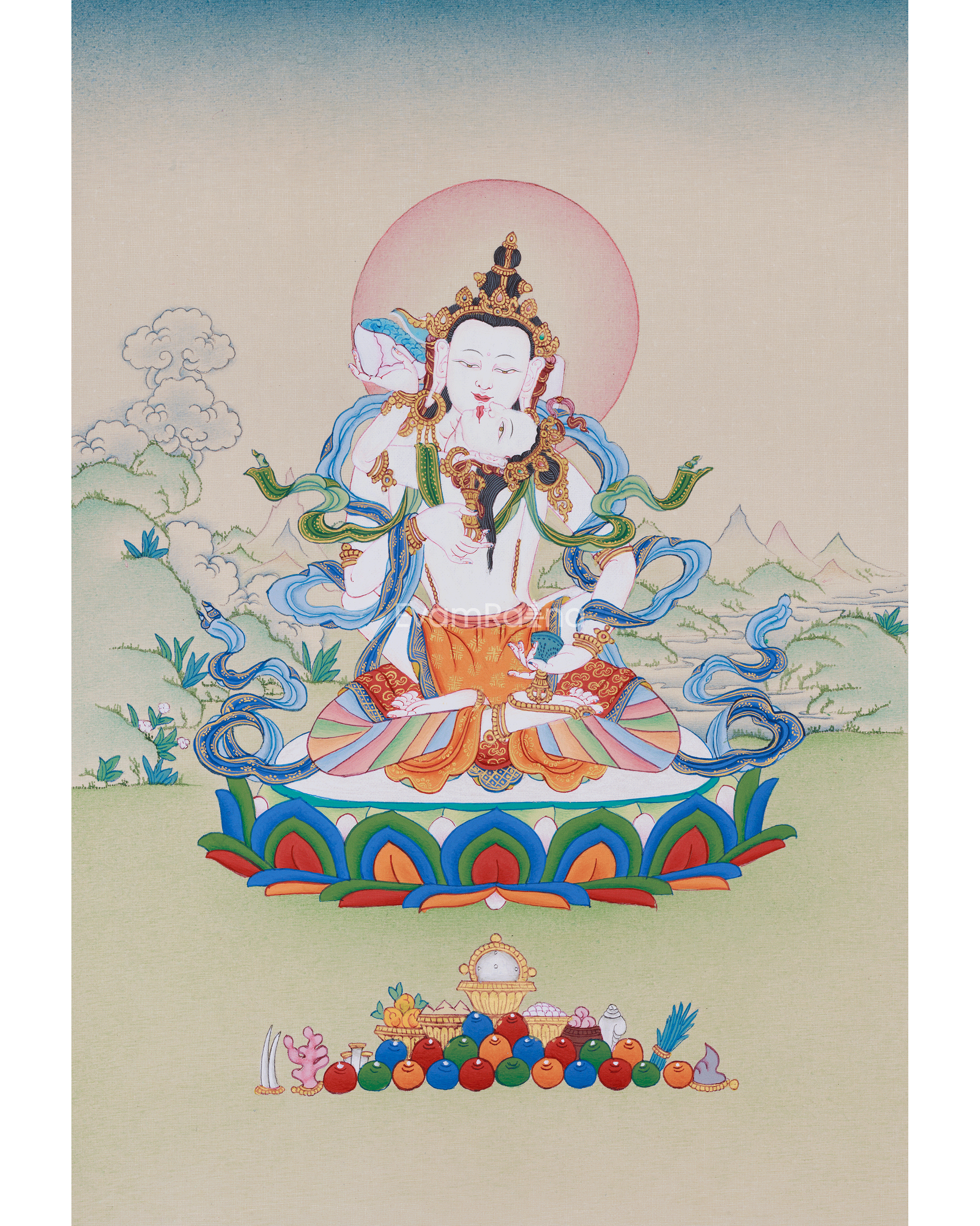 Thangka of Vajrasattva with Consort