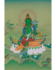 Deity of Compassion Green Tara Thangka | Divine Feminine Artwork