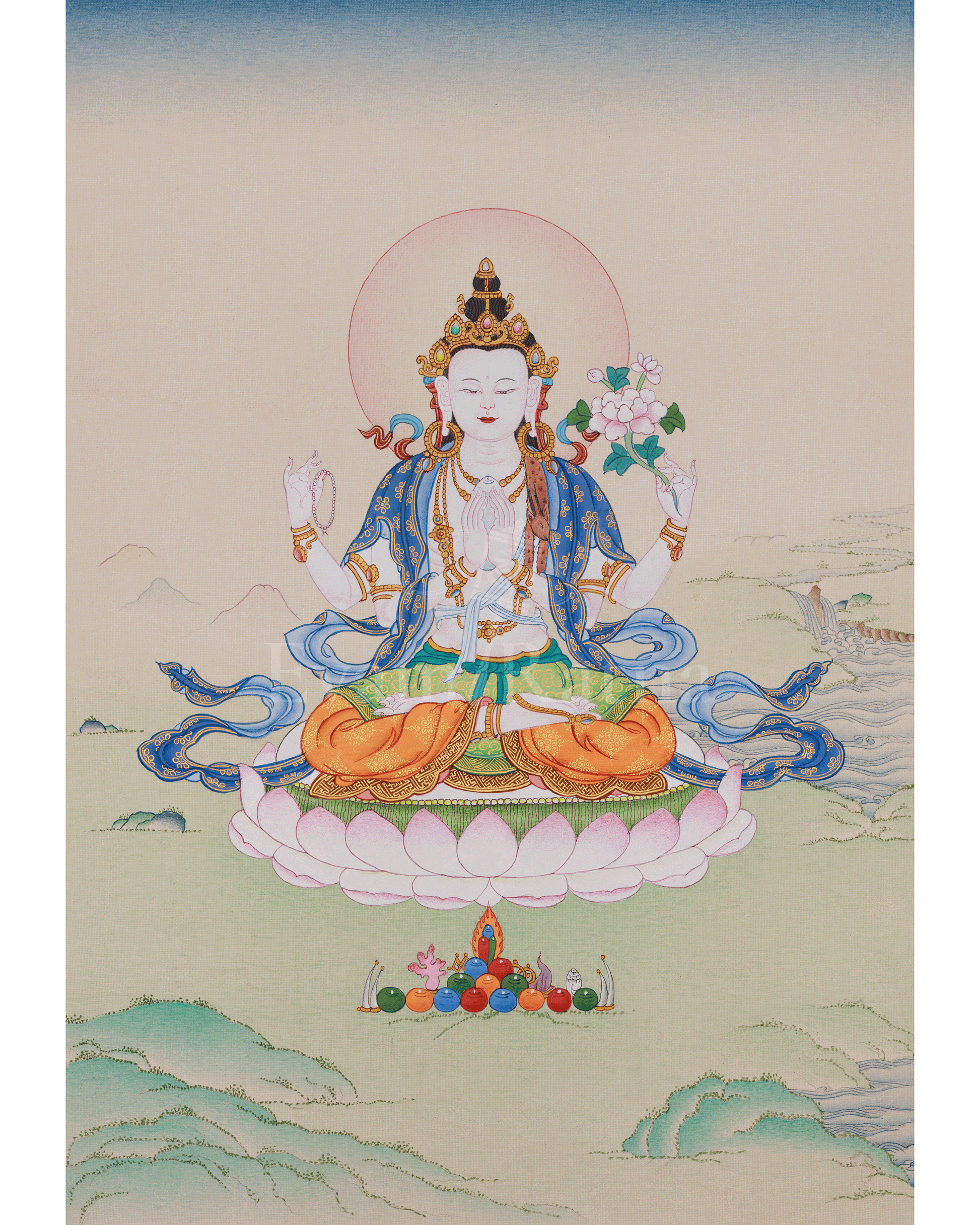 Compassionate Chenrezig Buddha Thangka
