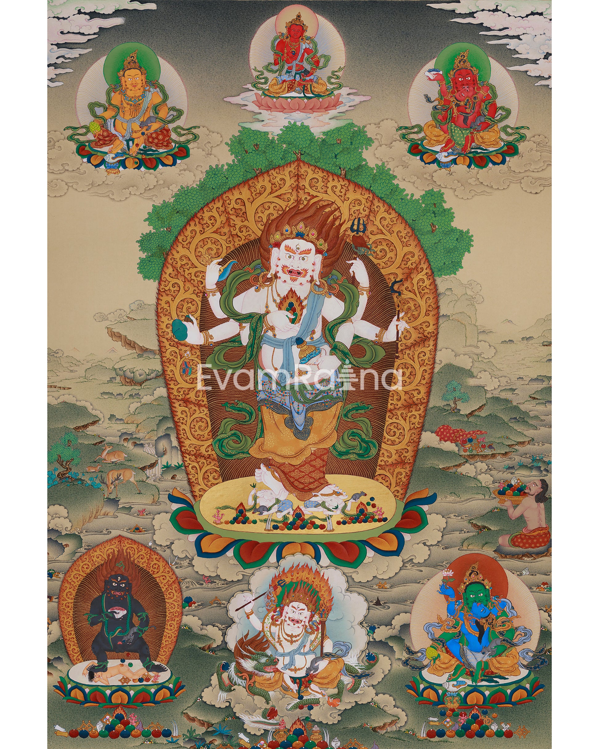 Divine Thangka of White Mahakala
