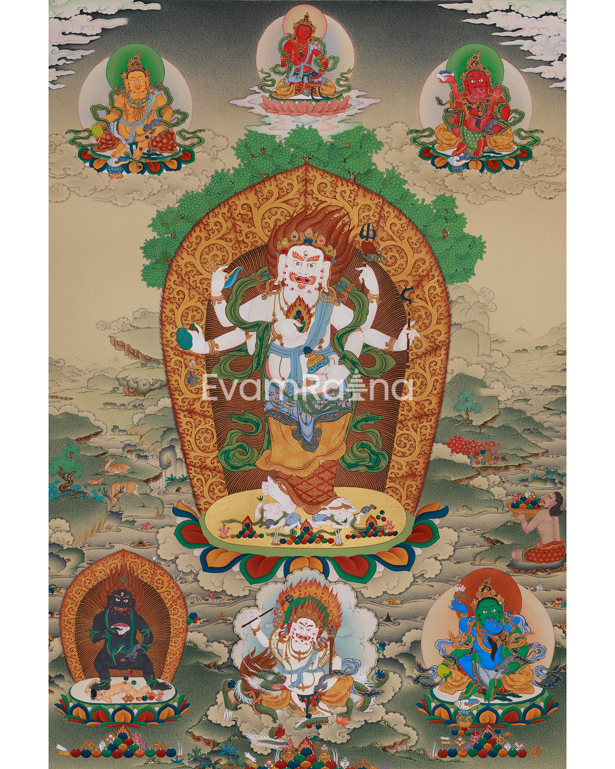 Divine Thangka of White Mahakala
