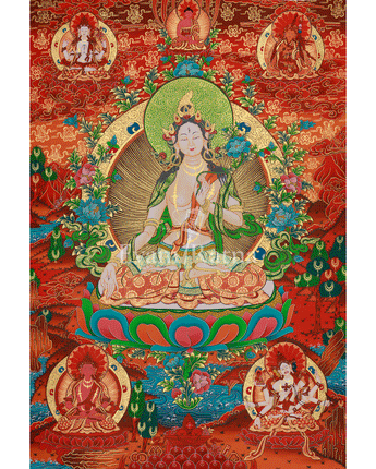 White Tara Healing Deity Thangka 