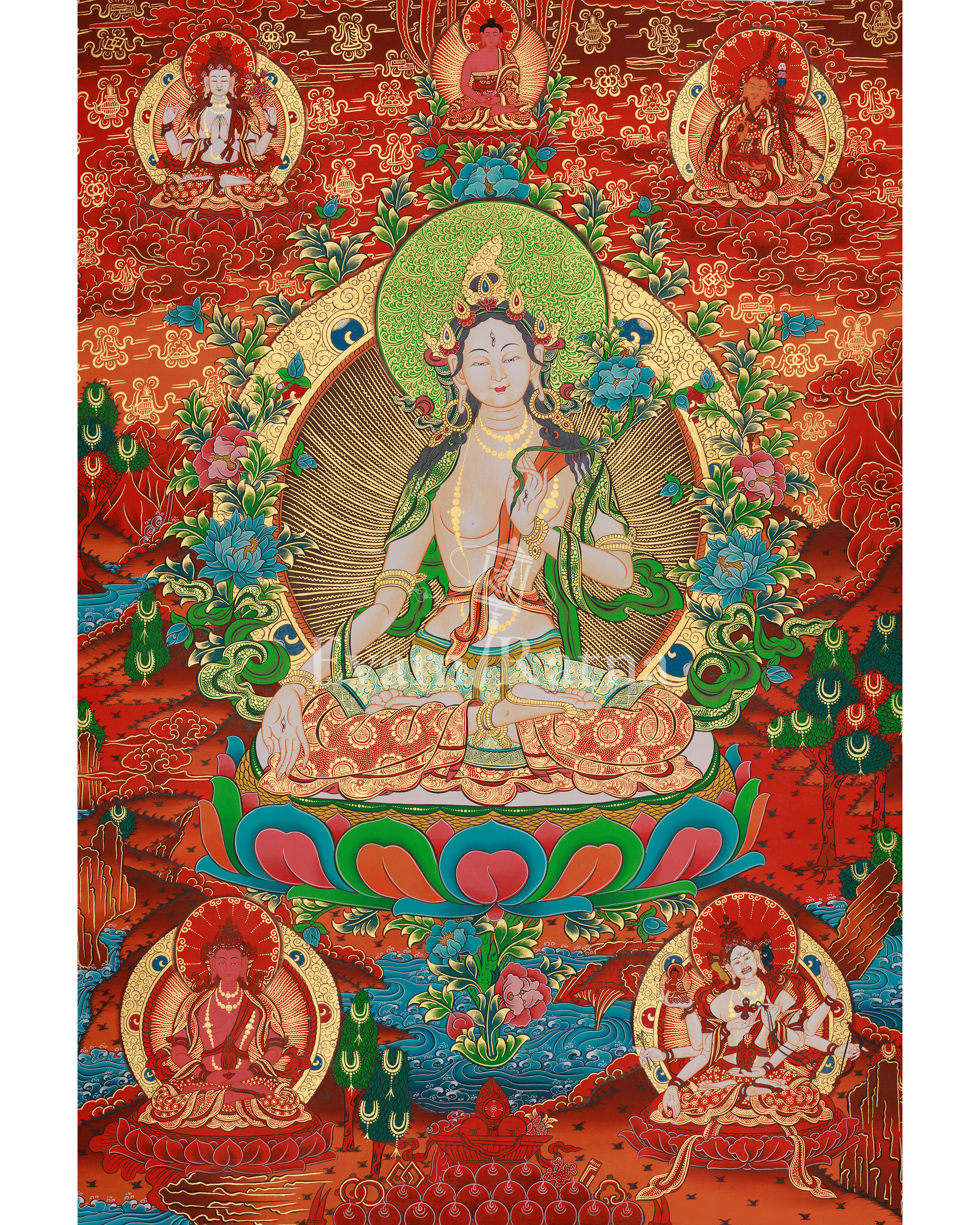 White Tara Healing Deity Thangka 