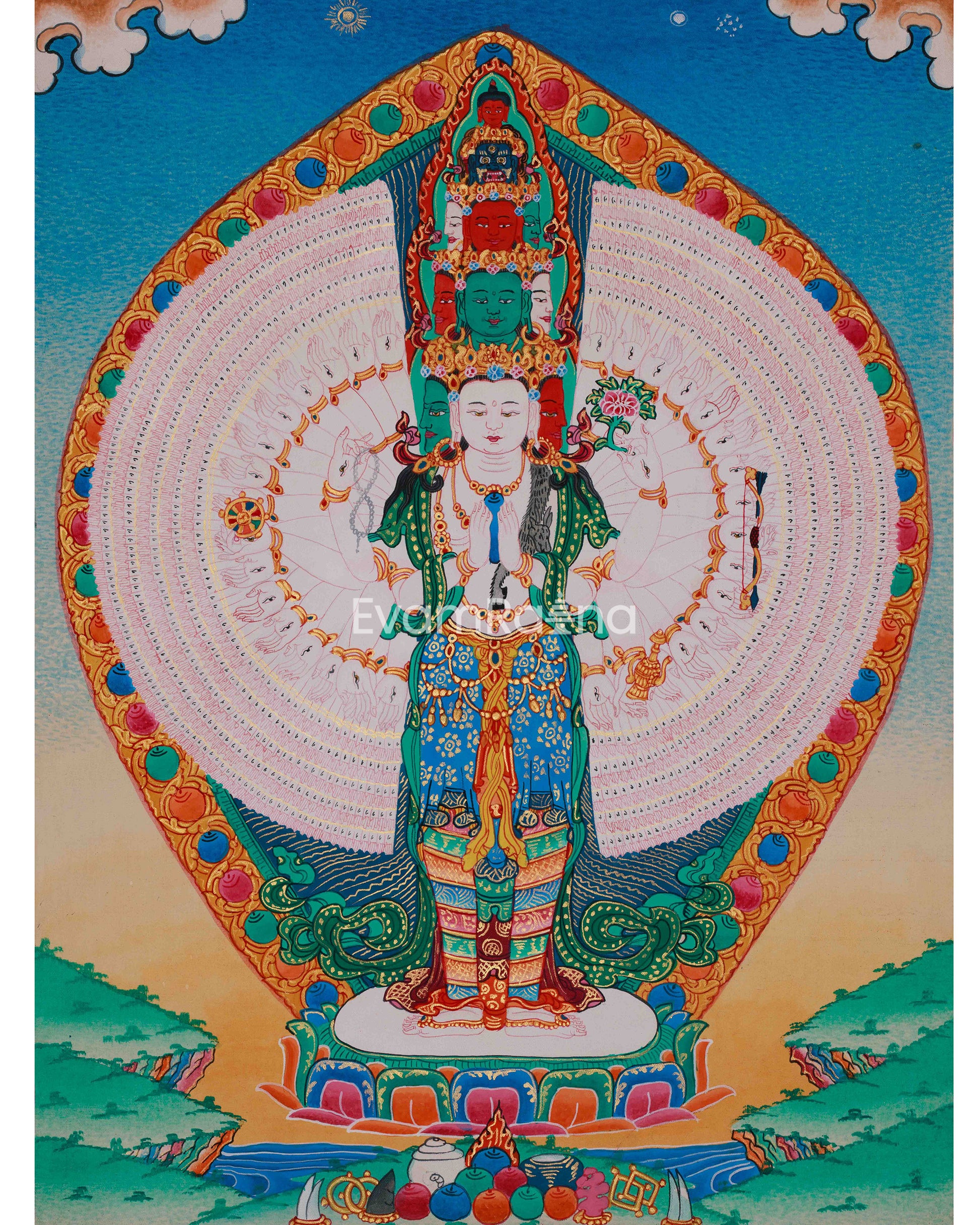 Tibetan 1000 Armed Chenrezig Thangka