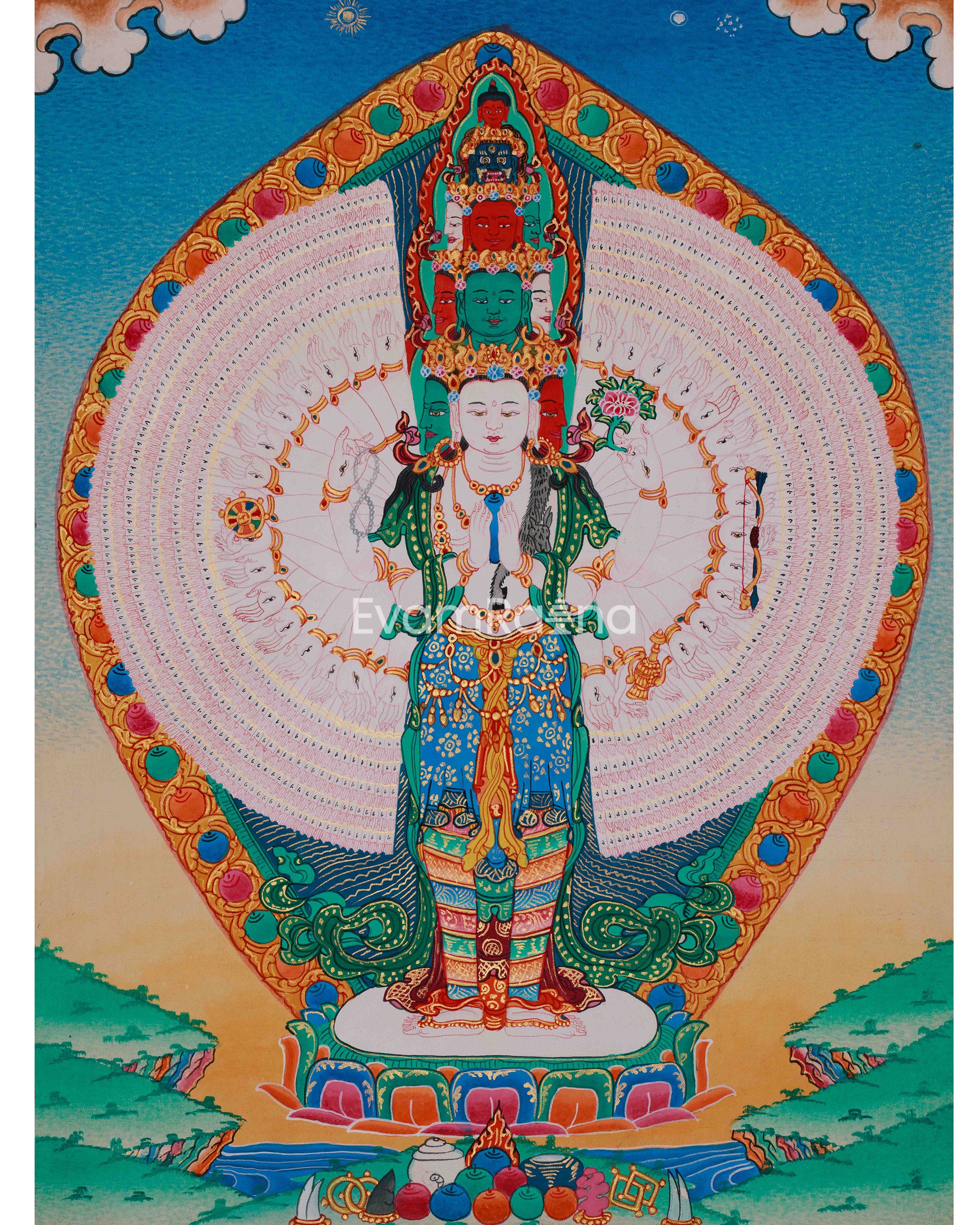 Tibetan 1000 Armed Chenrezig Thangka
