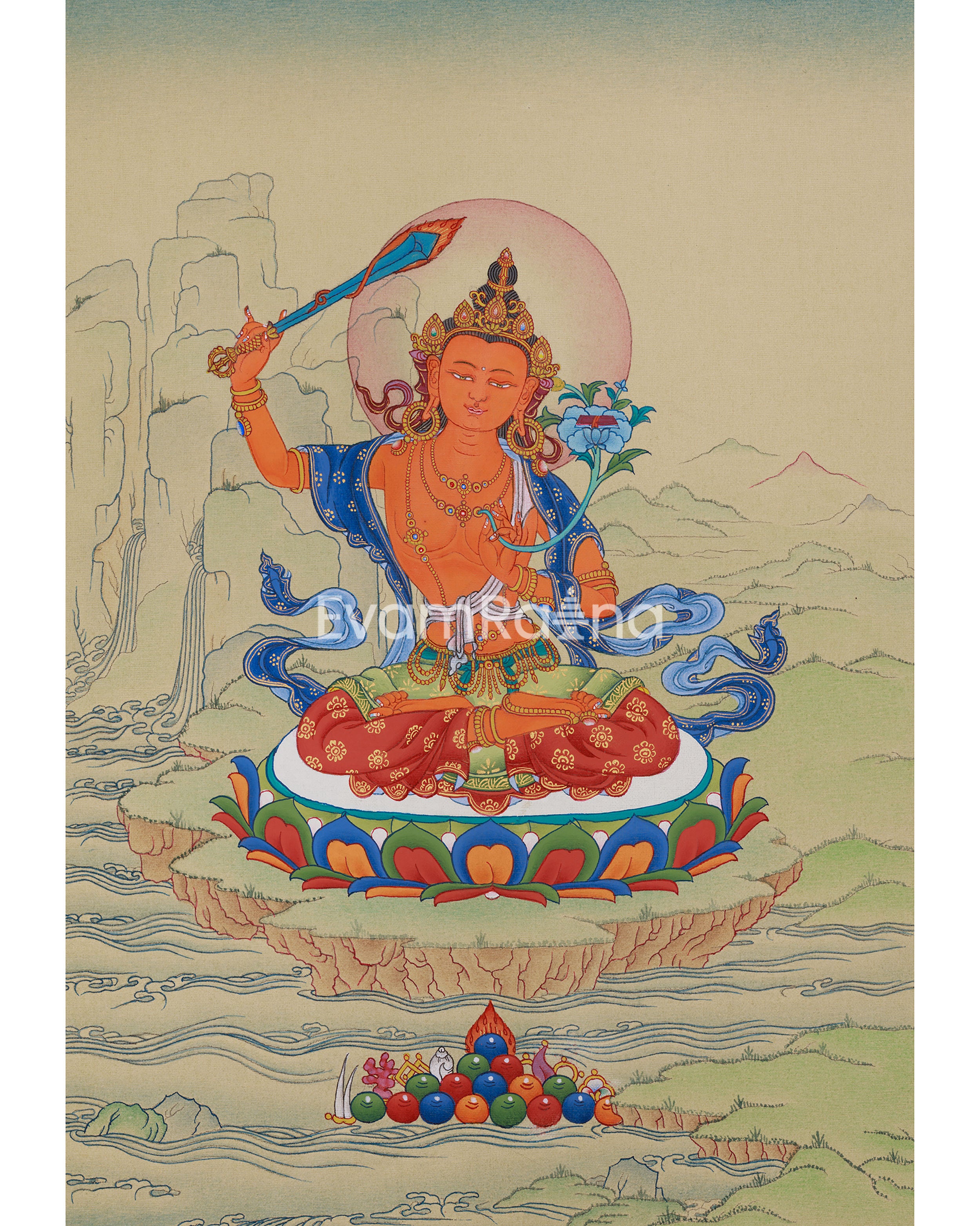 Wisdom Bodhisattva Manjushri Thangka | A Symbol of Spiritual Insight