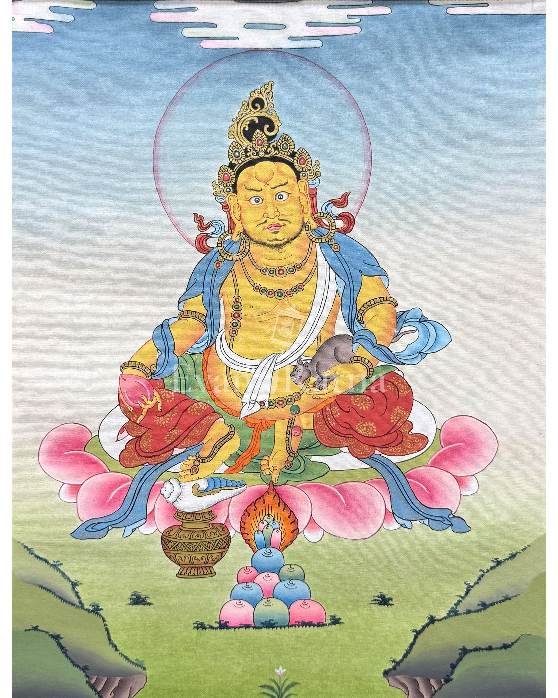 Dzambhala Thangka With Brocade