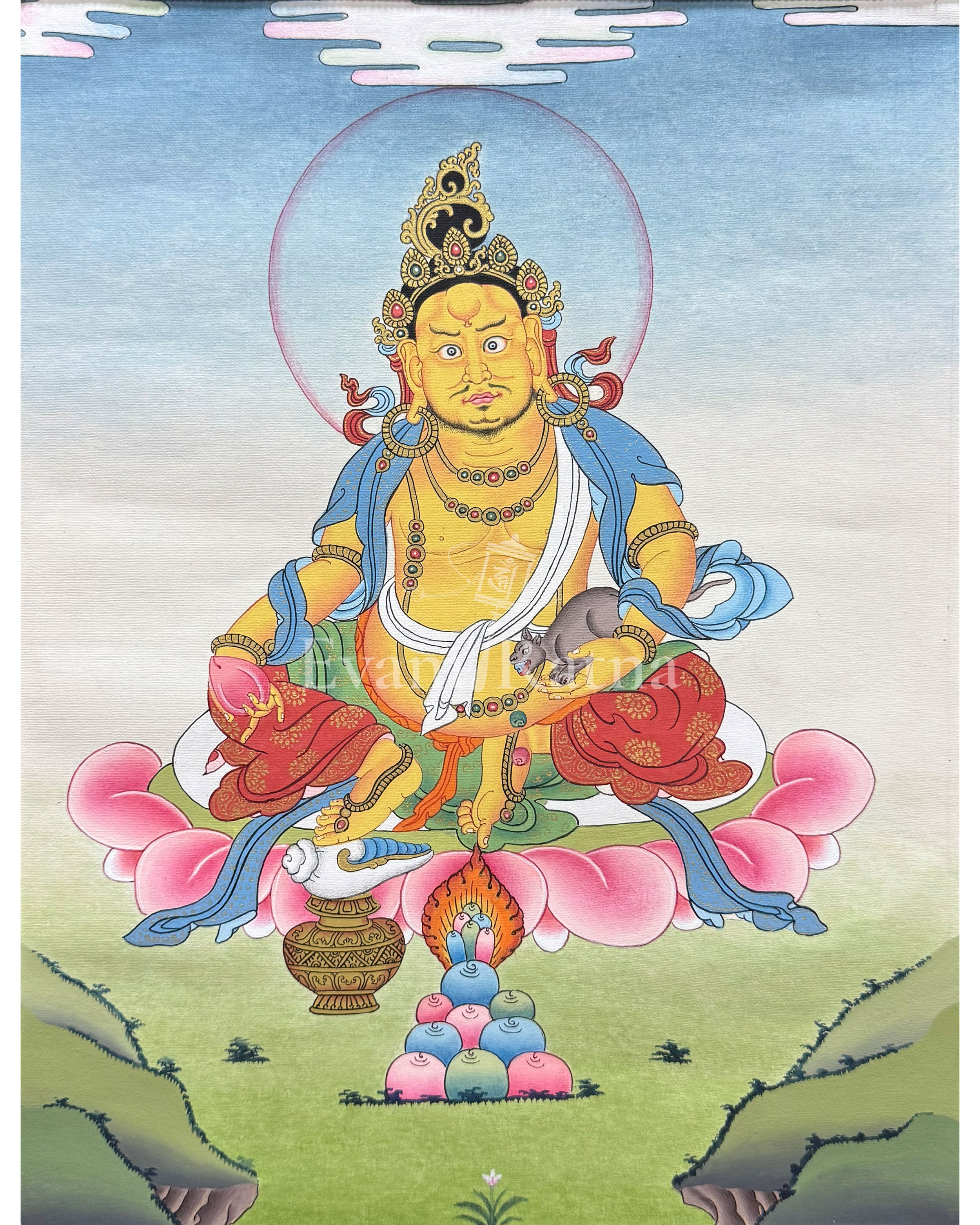 Dzambhala Thangka With Brocade