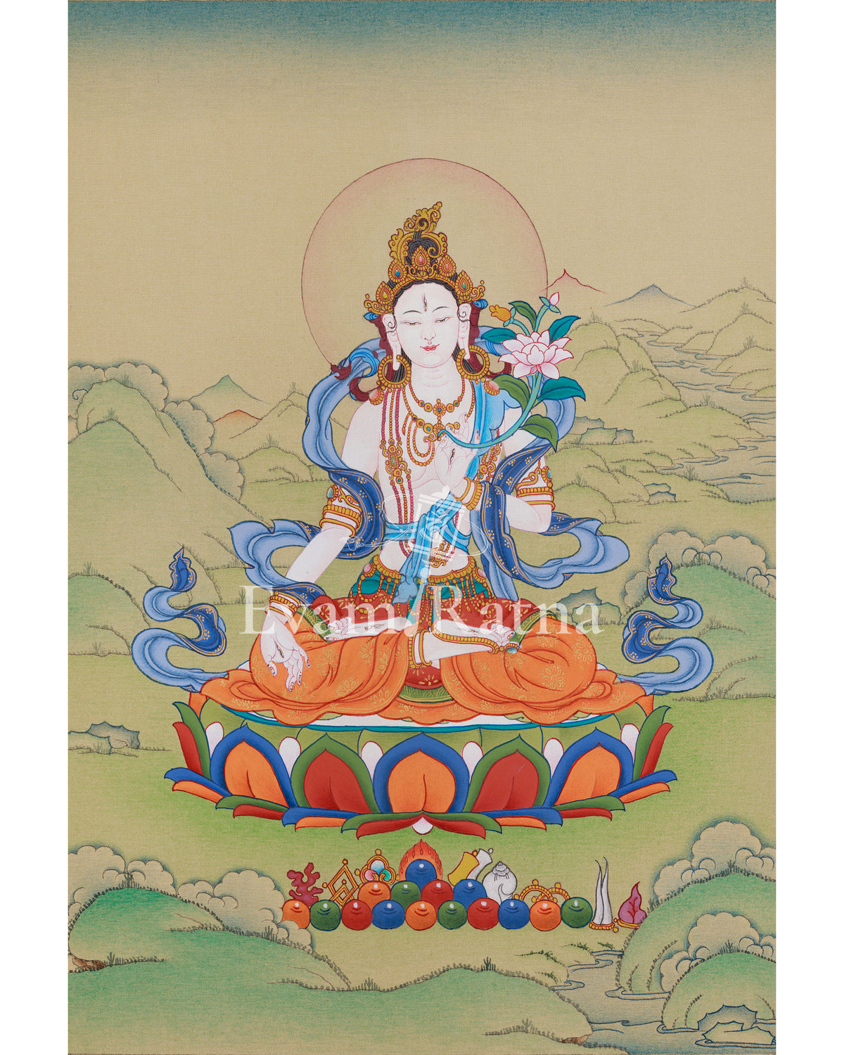 Himalayan Art Of White Tara | The Radiance of Divine Wisdom| Spiritual altar