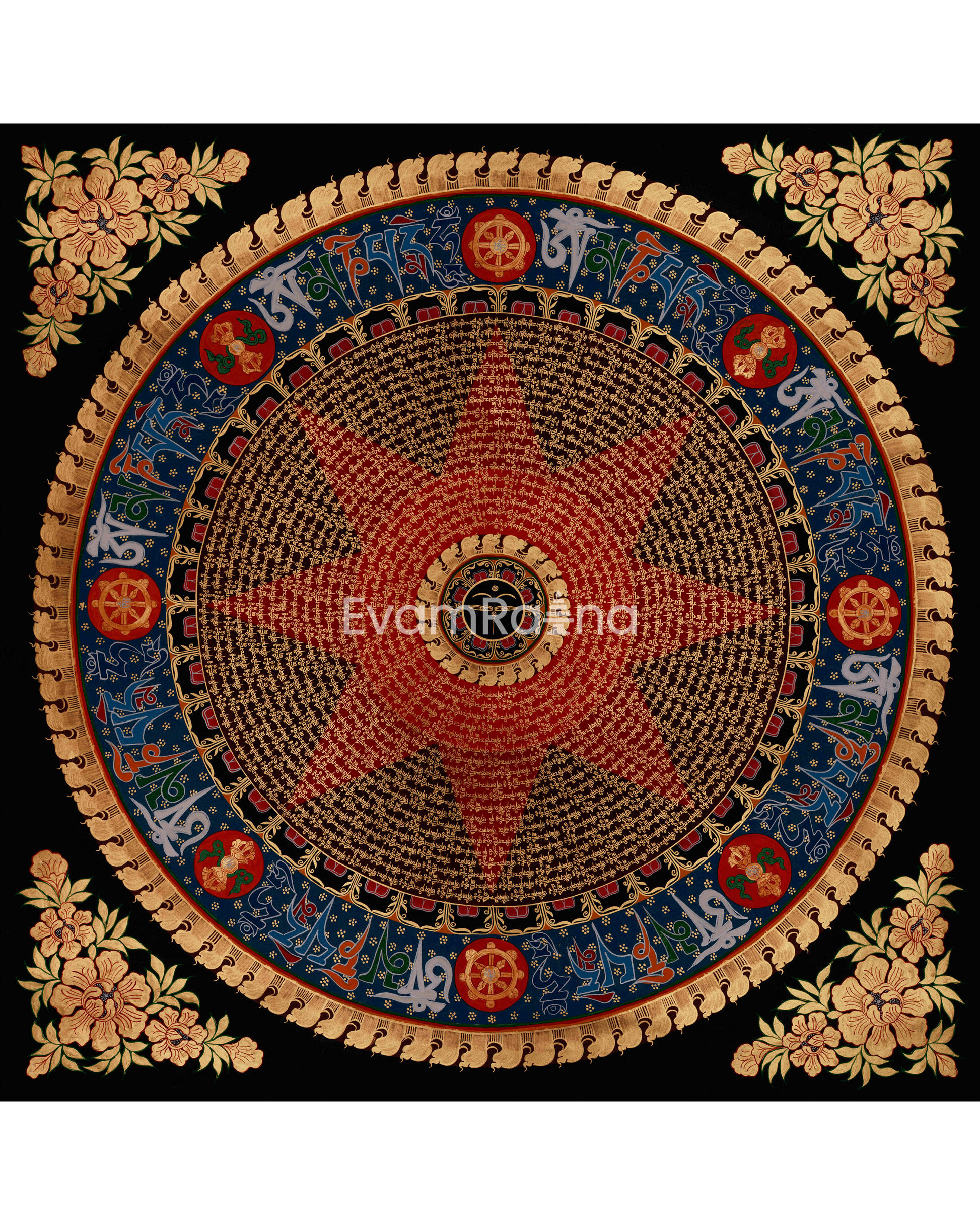 Hand-Painted Mantra Mandala Art