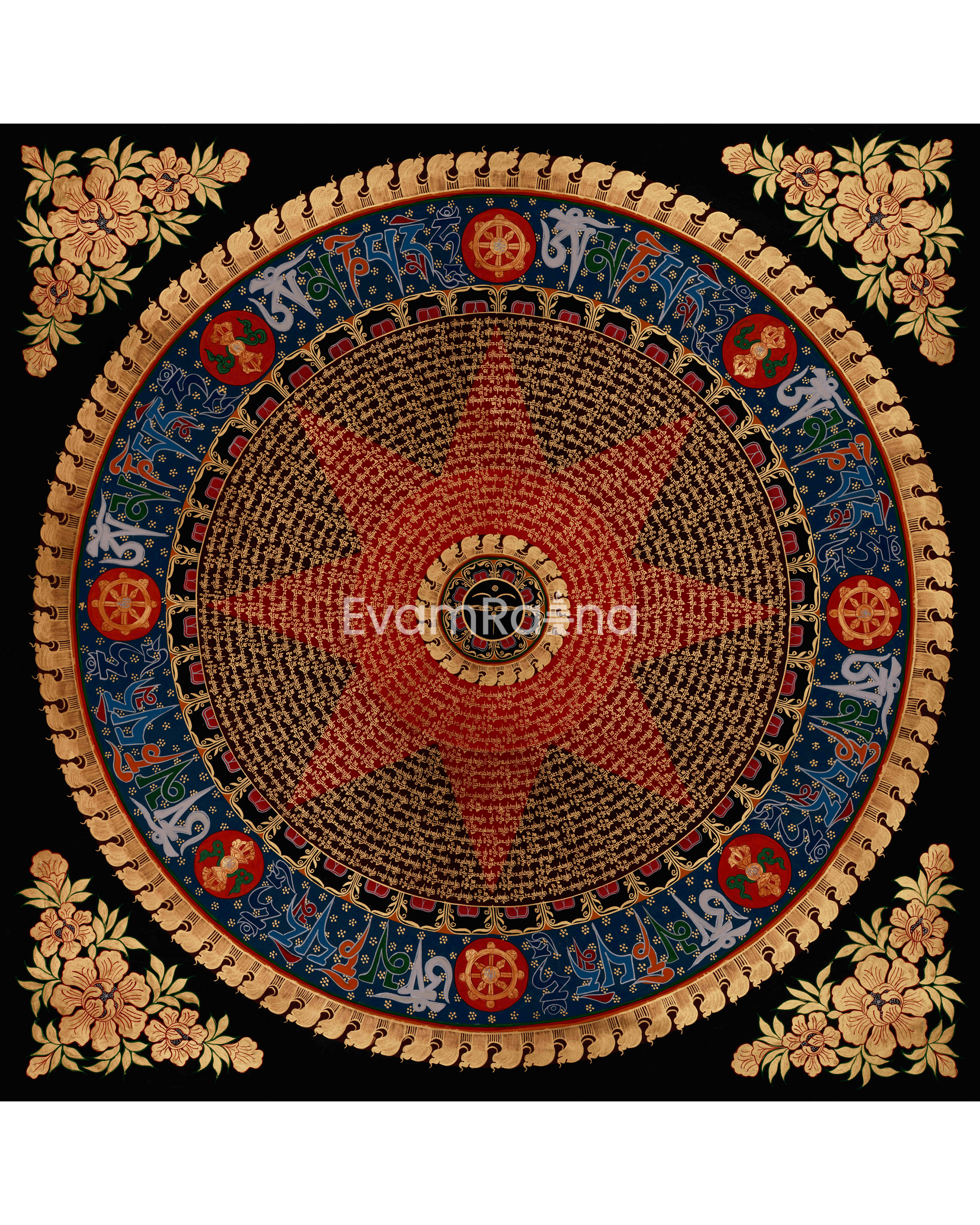 Hand-Painted Mantra Mandala Art