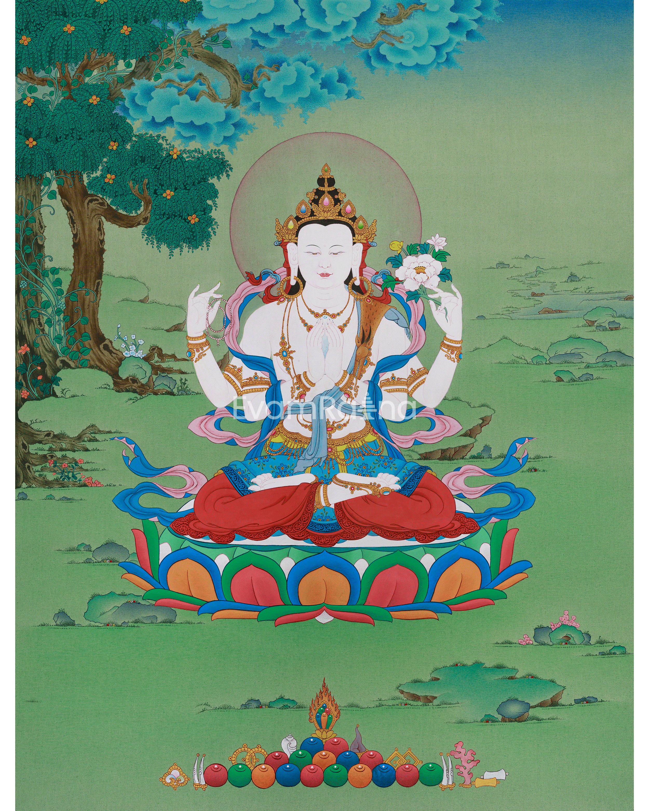 Chenrezig, The Compassionate Buddha Thangka