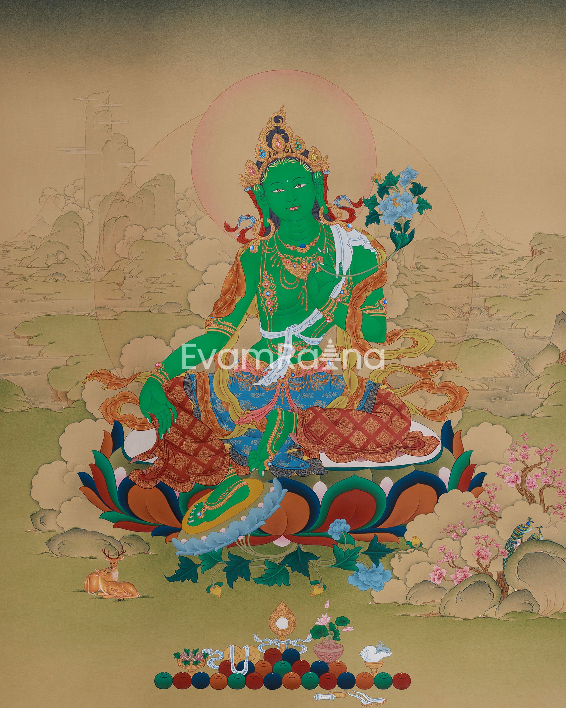 Savior Goddess Green Tara Thangka