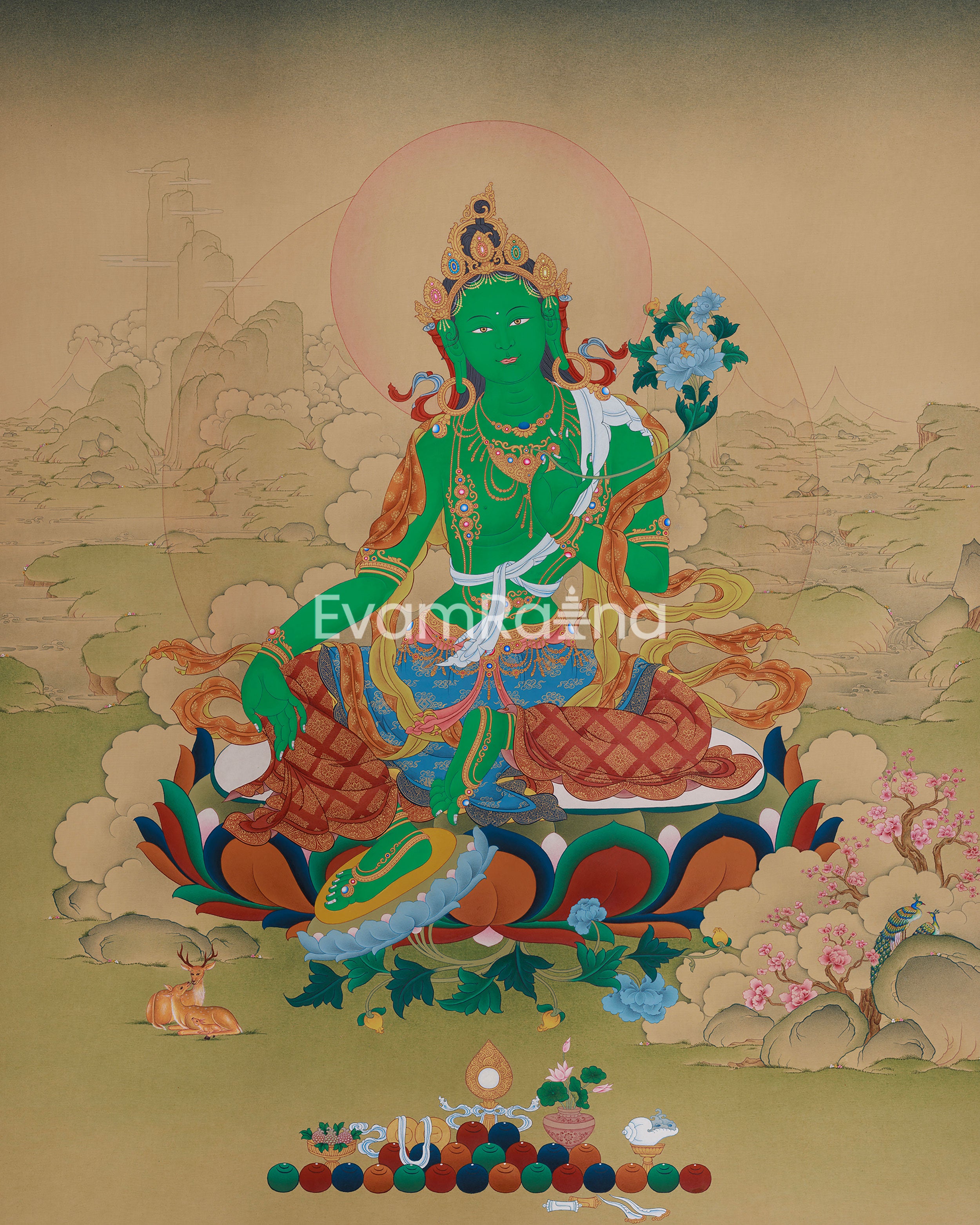 Savior Goddess Green Tara Thangka