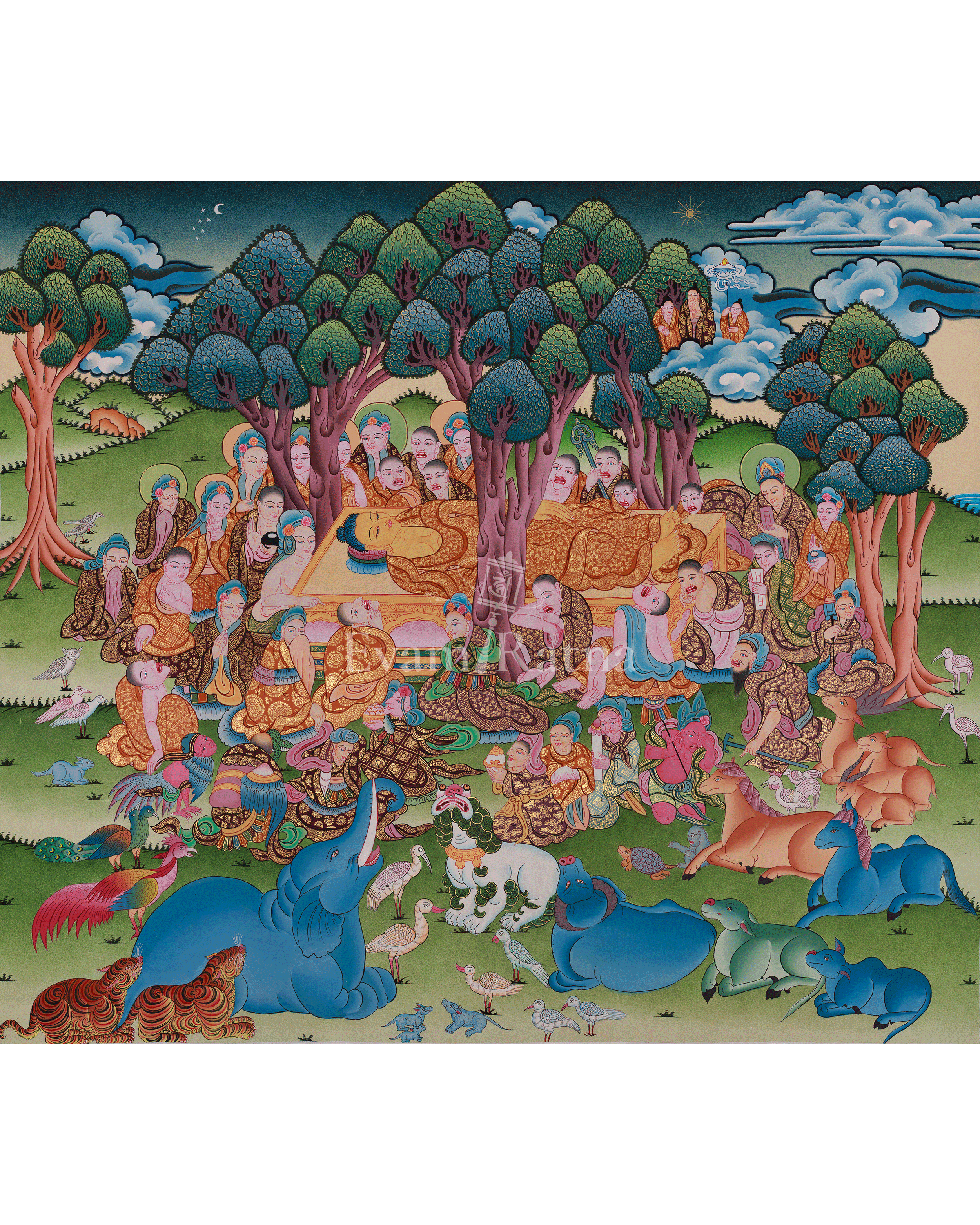 Divine Buddha Parinirvana Thangka