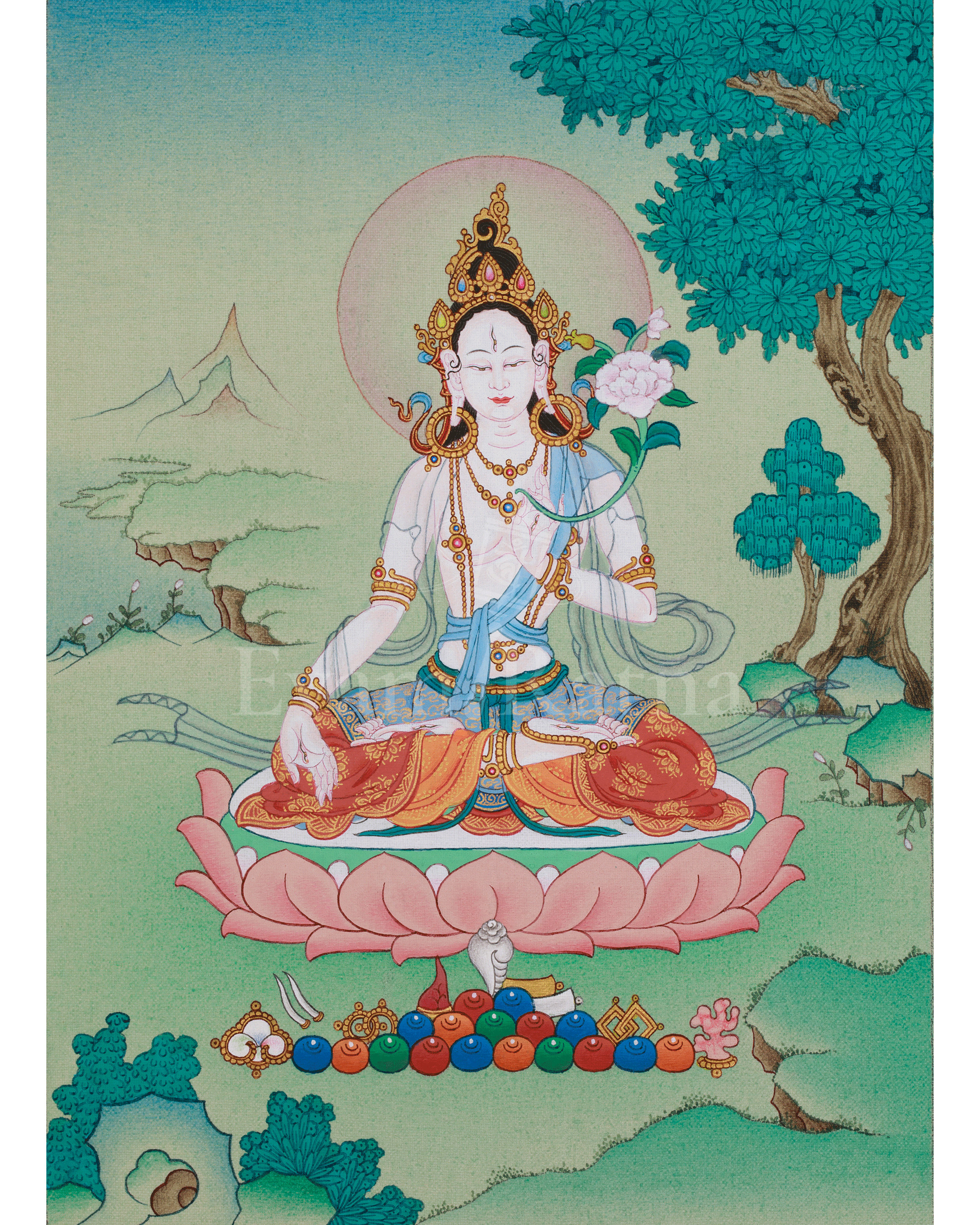 Tibetan White Tara Art | The Seven-Eyed Goddess | Sita Tara