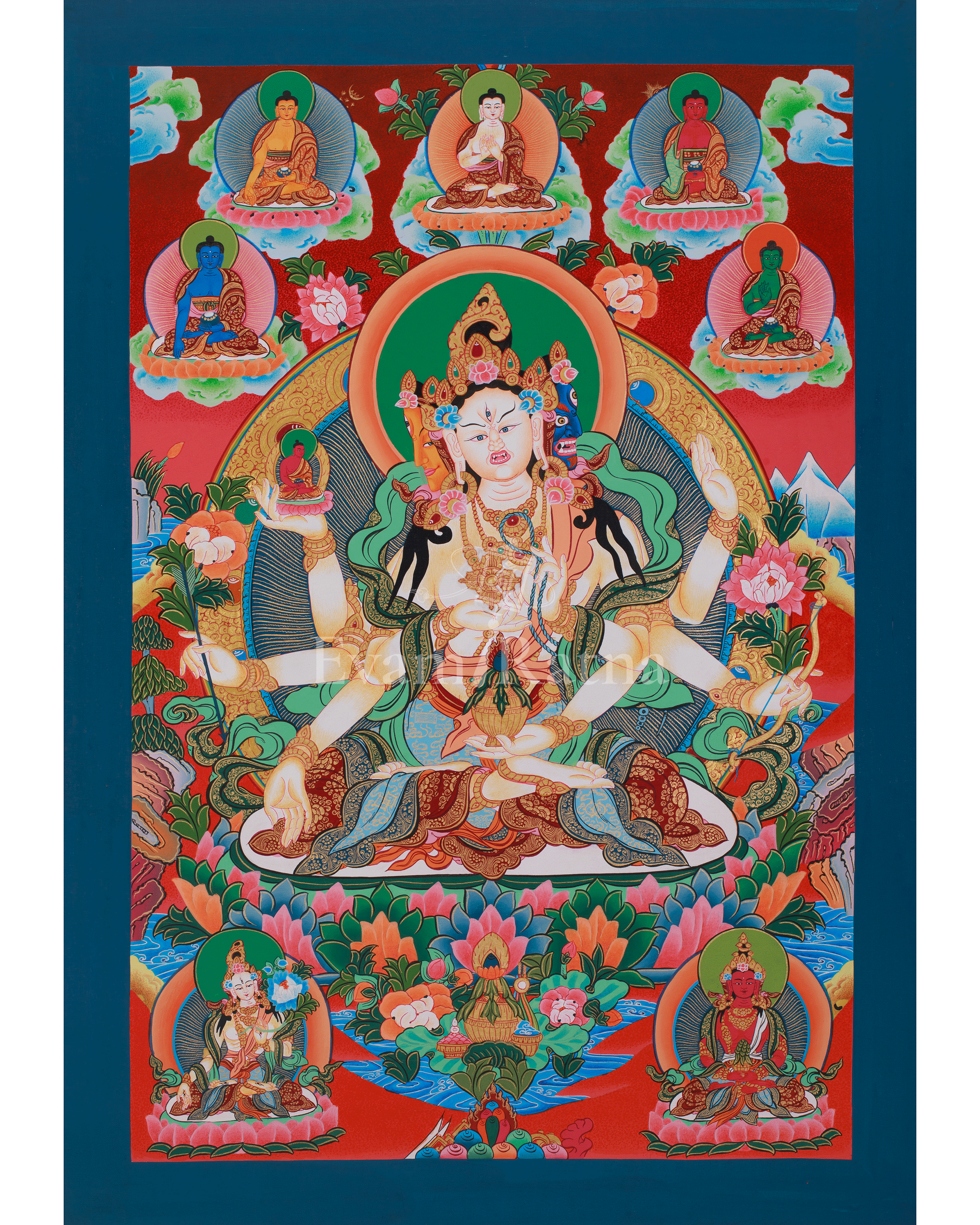 Namgyalma with Five Dhyani Buddhas White Tara and Amitayus