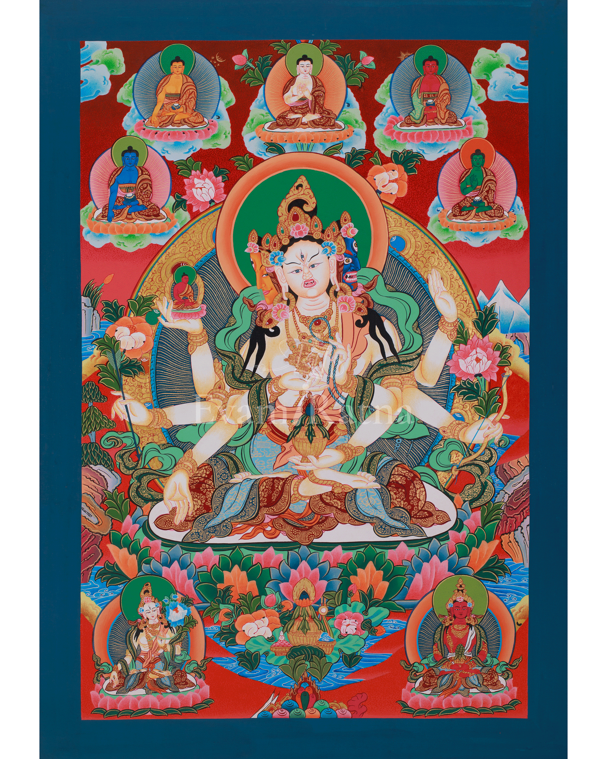 Namgyalma with Five Dhyani Buddhas White Tara and Amitayus