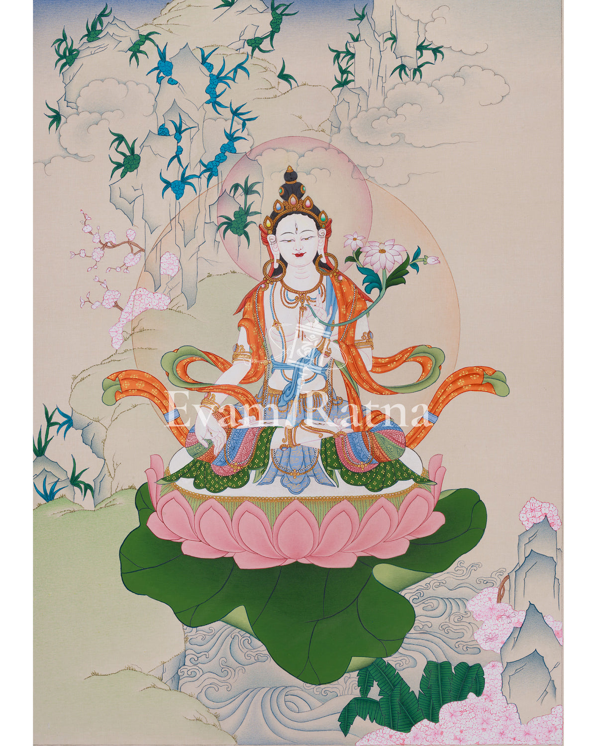 White Tara Longevity Thangka | Symbol of Healing