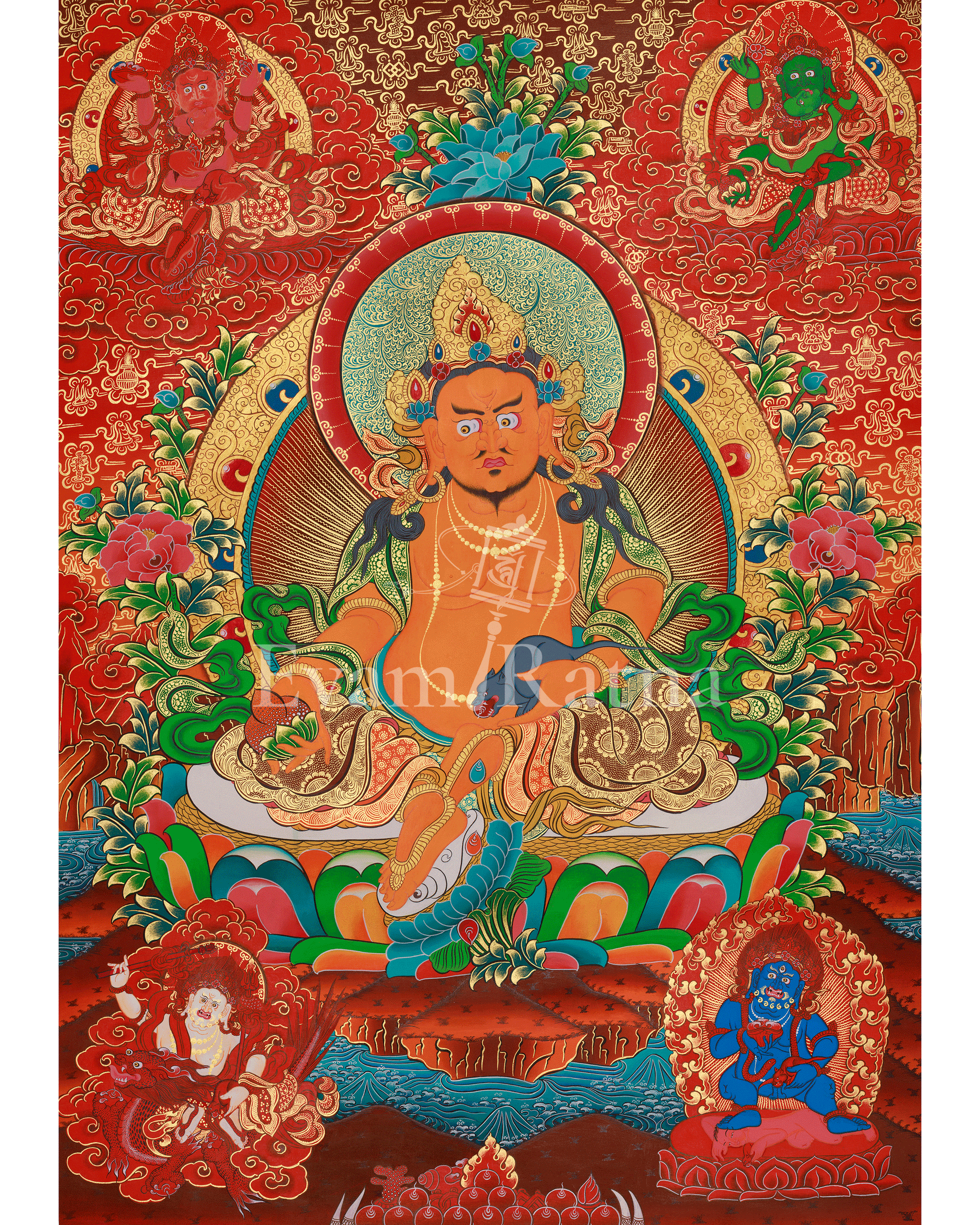 Traditional Five Dzambhala Thangka