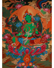 Spiritual Thangka Of Green Tara 