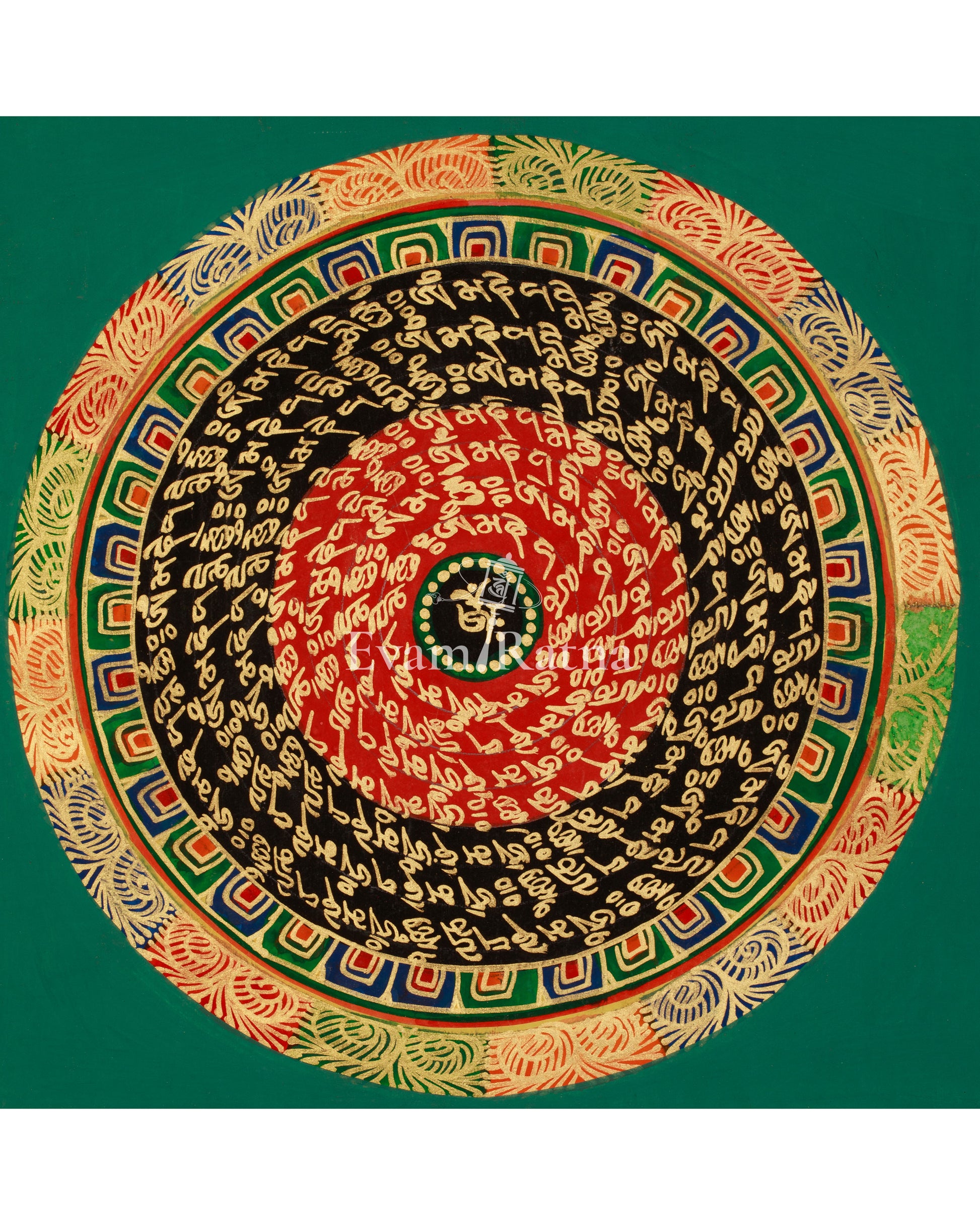Hand-Painted Tibetan Mantra Mandala